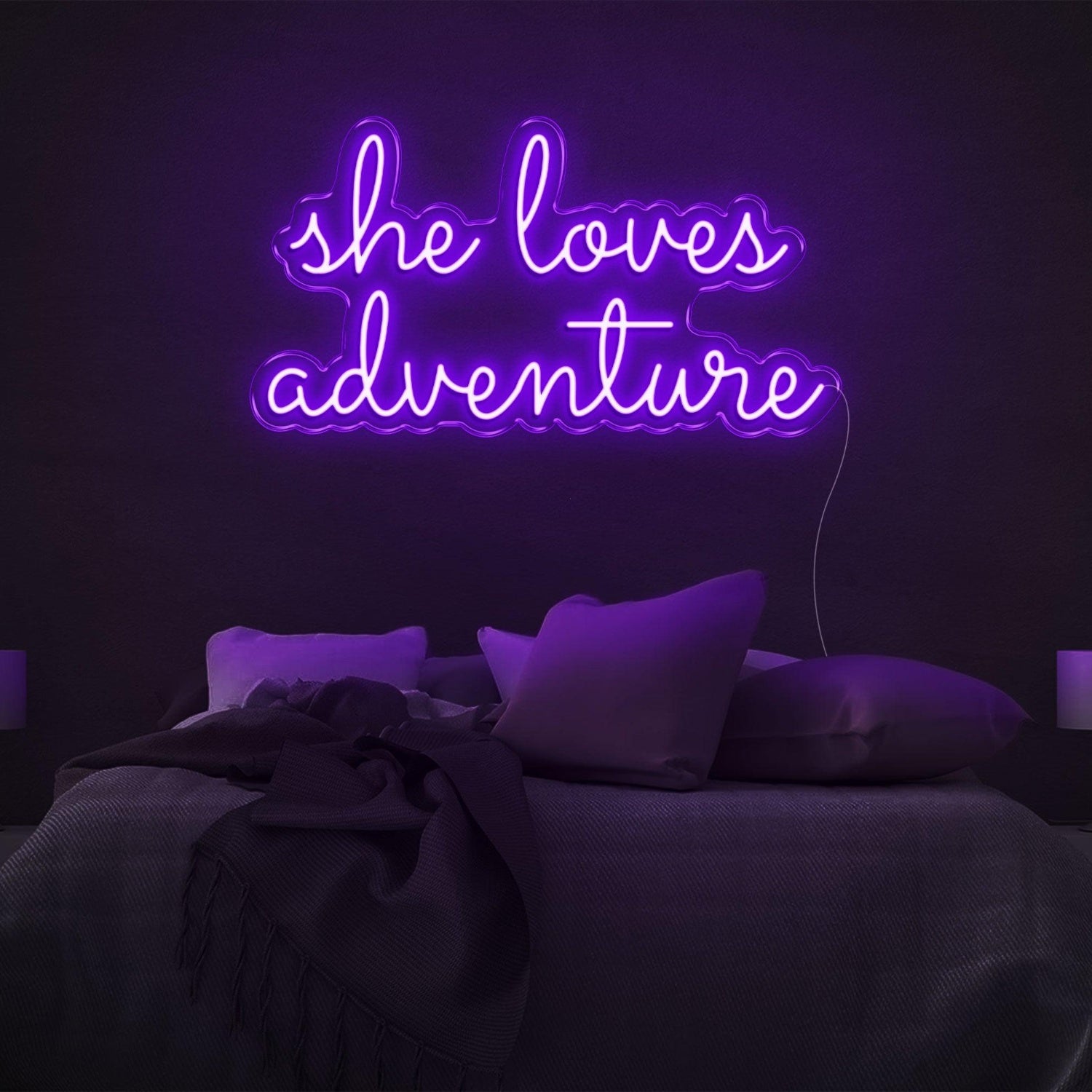She Loves Adventure Bright Pink Led Neon Sign For Bedroom Wall Decor | Shineneon