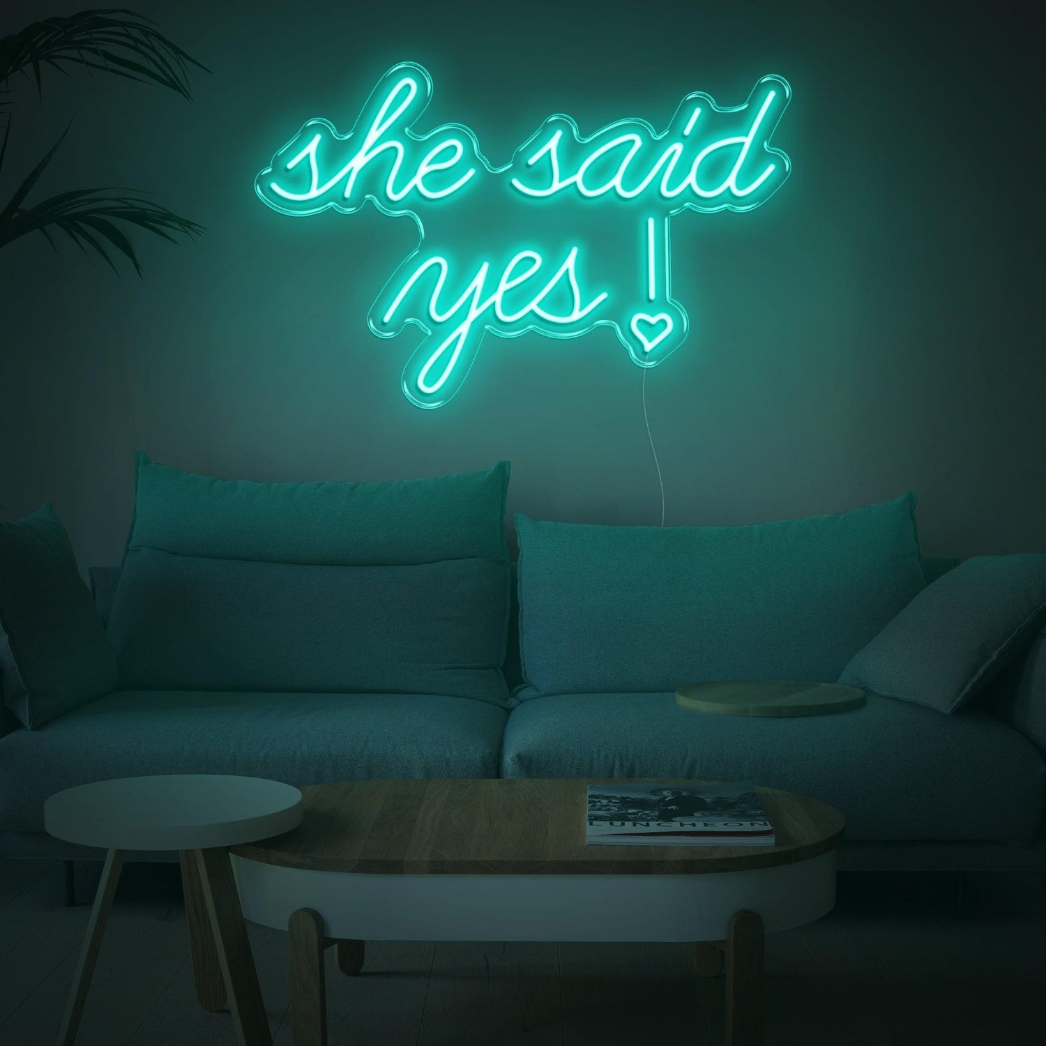 She Said Yes Blue Heart Led Neon Sign For Romantic Proposal Living Room Decor | Shineneon