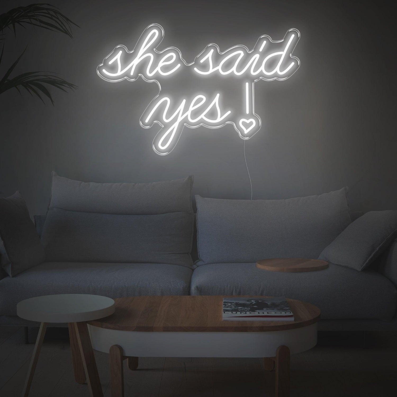 She Said Yes Blue Heart Led Neon Sign For Romantic Proposal Living Room Decor | Shineneon