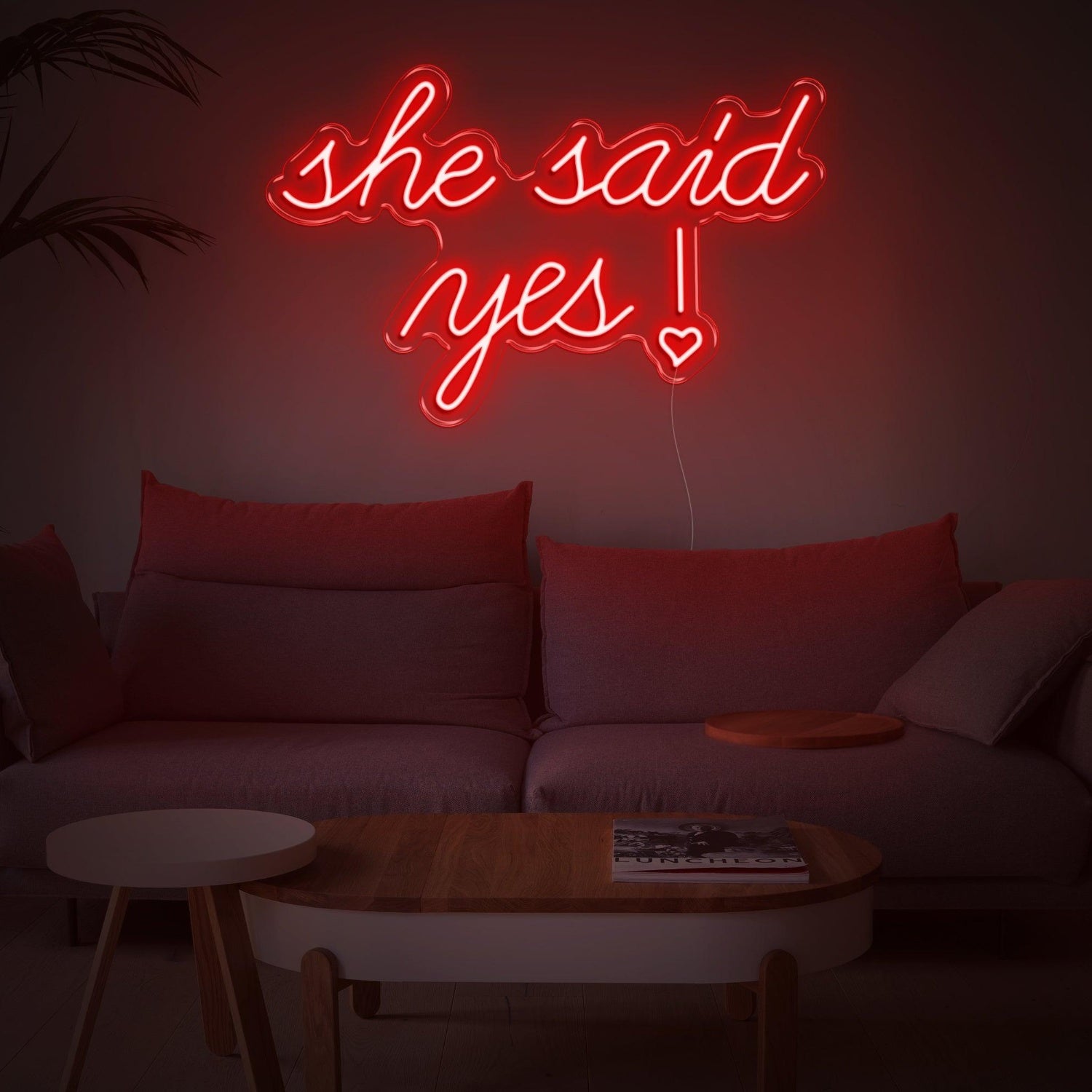 She Said Yes Blue Heart Led Neon Sign For Romantic Proposal Living Room Decor | Shineneon