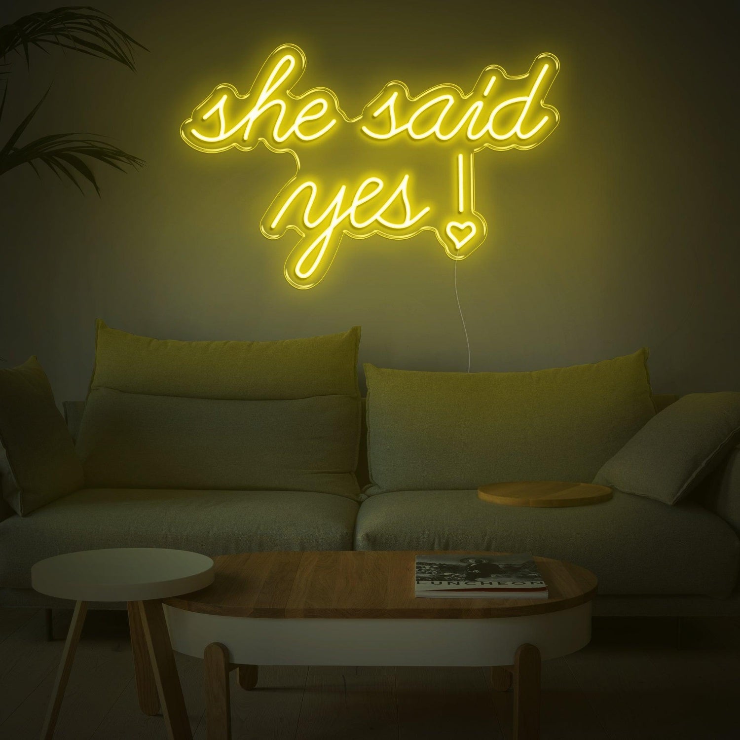She Said Yes Blue Heart Led Neon Sign For Romantic Proposal Living Room Decor | Shineneon