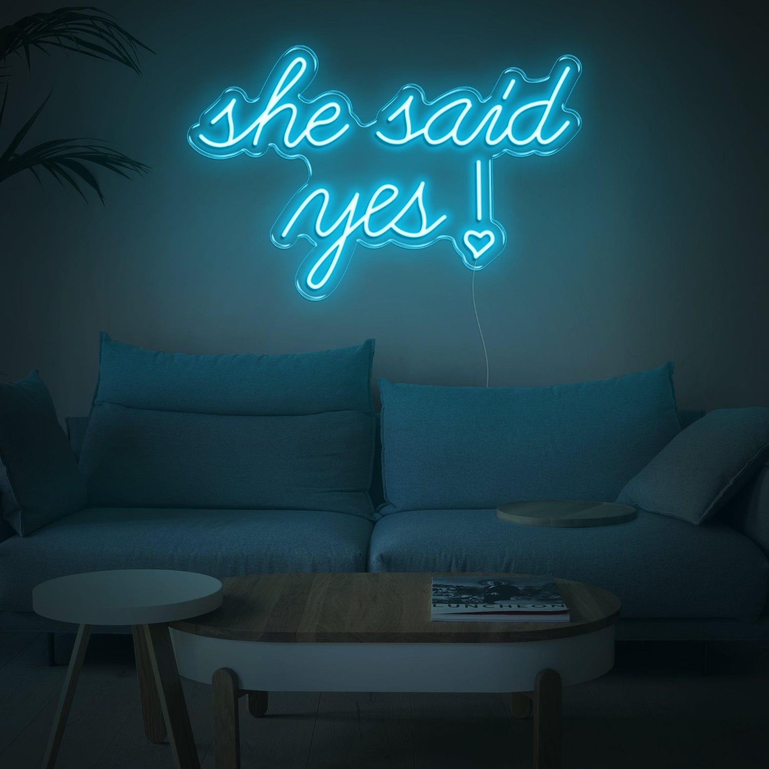 She Said Yes Blue Heart Led Neon Sign For Romantic Proposal Living Room Decor | Shineneon