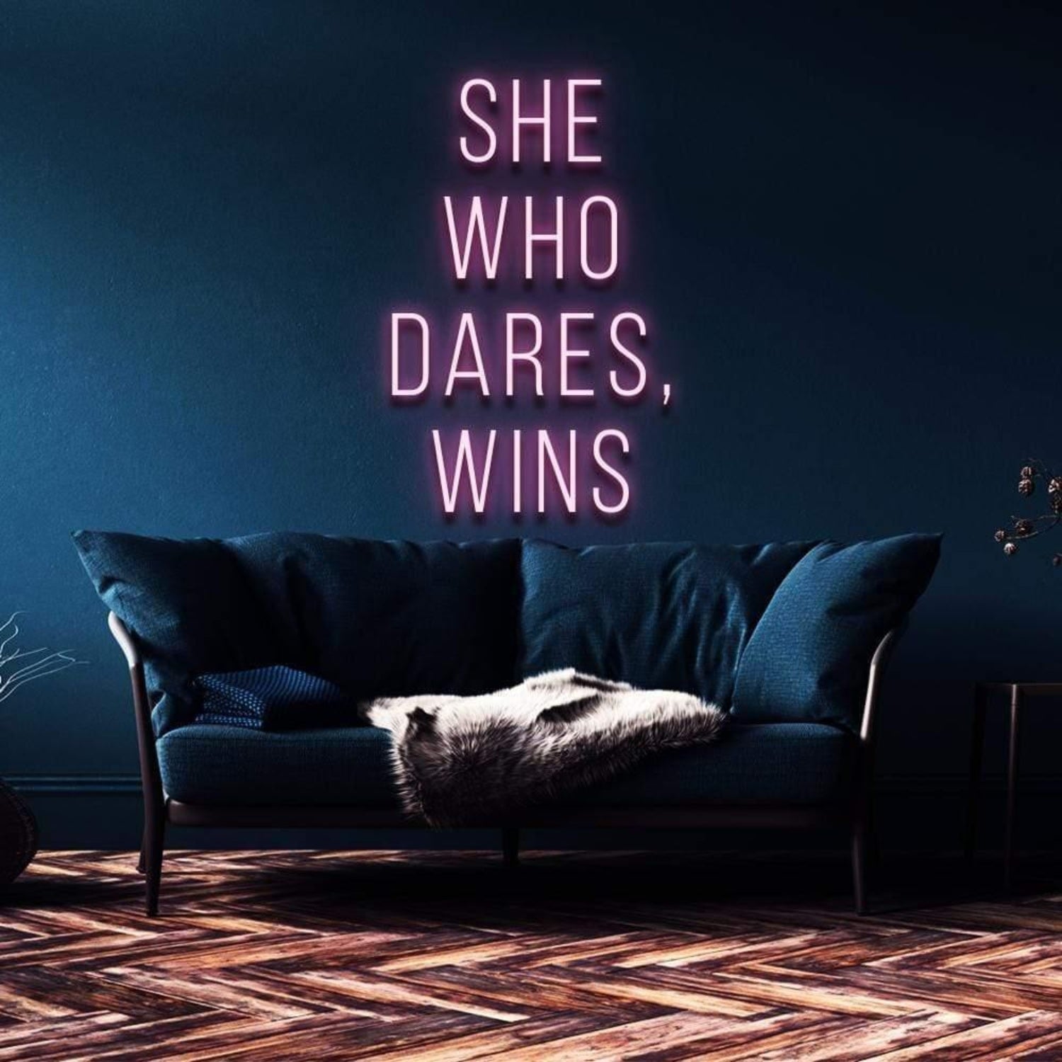She Who Dares Wins Blue Led Neon Sign For Modern Home Decor | Shineneon