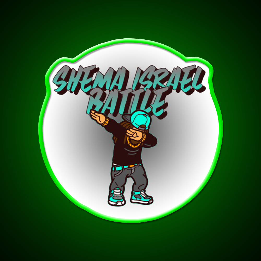 Shema Israel Dabbing Battle Jewish Humor Man Cave Bar Led Neon Sign