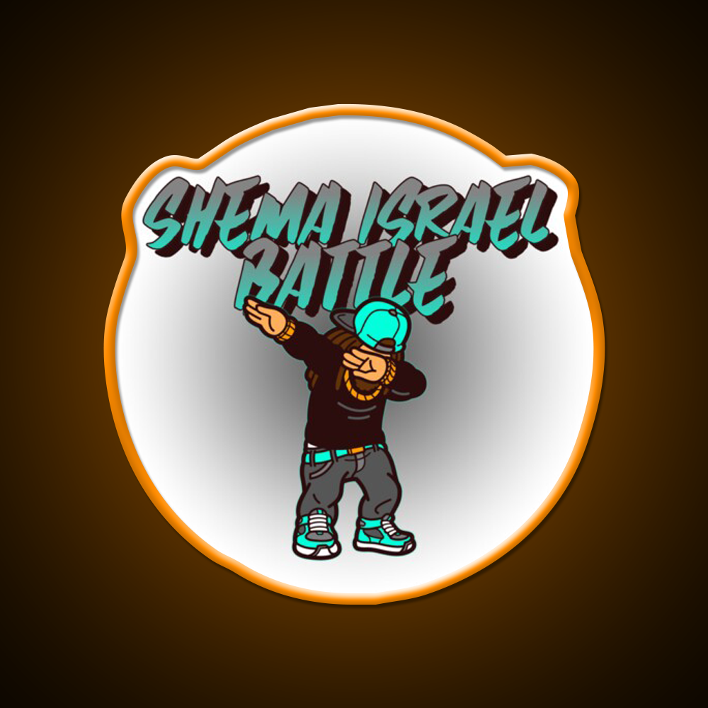 Shema Israel Dabbing Battle Jewish Humor Man Cave Bar Led Neon Sign