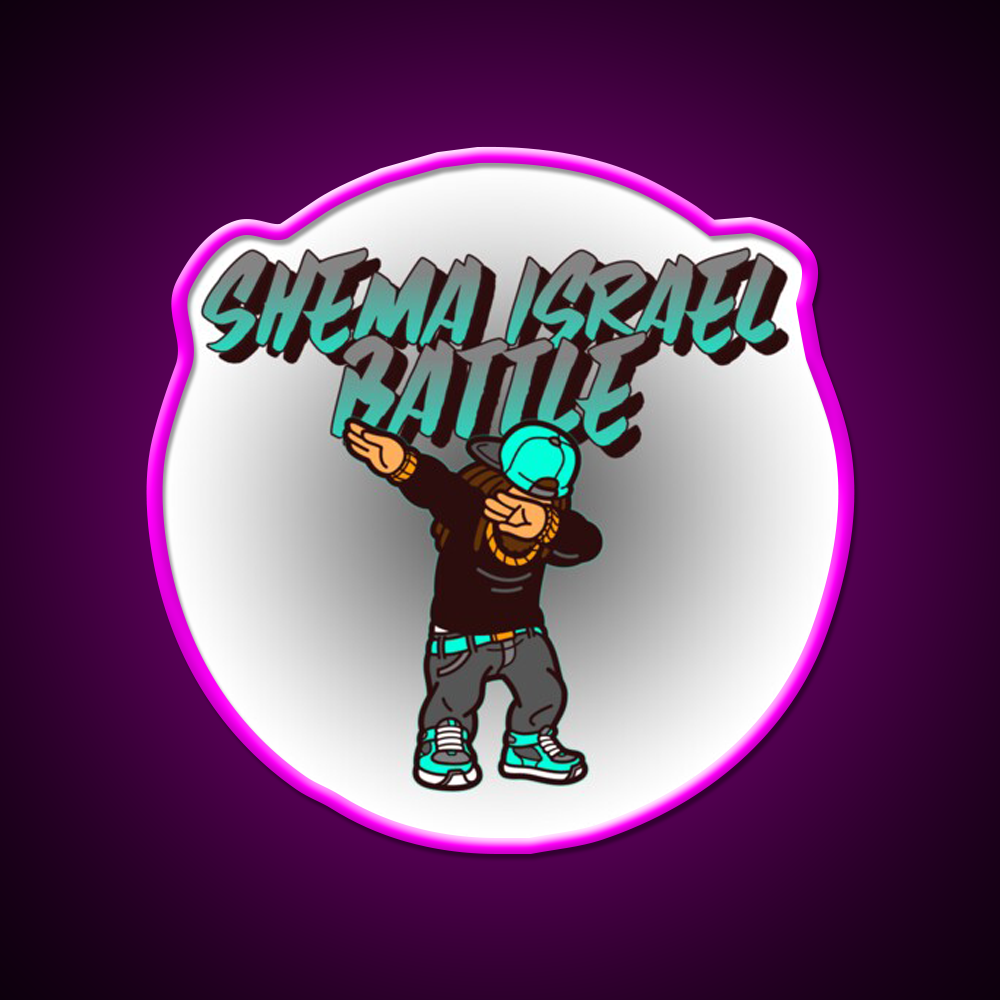 Shema Israel Dabbing Battle Jewish Humor Man Cave Bar Led Neon Sign