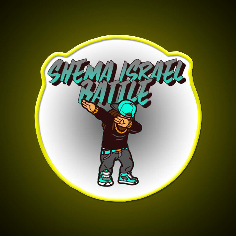 Shema Israel Dabbing Battle Jewish Humor Man Cave Bar Led Neon Sign