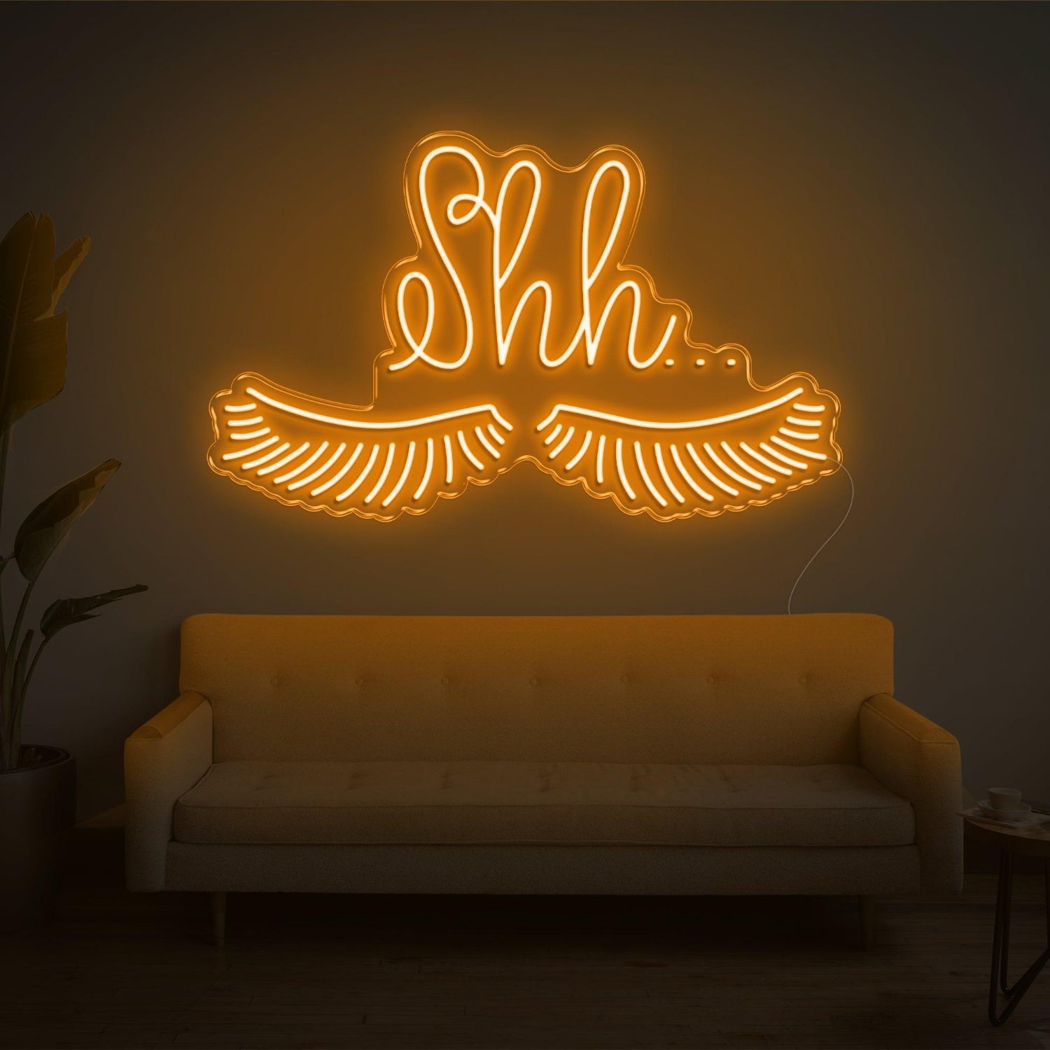 Shh With Eyelashes Led Neon Sign For Home Indoor Wall Decor | Shineneon