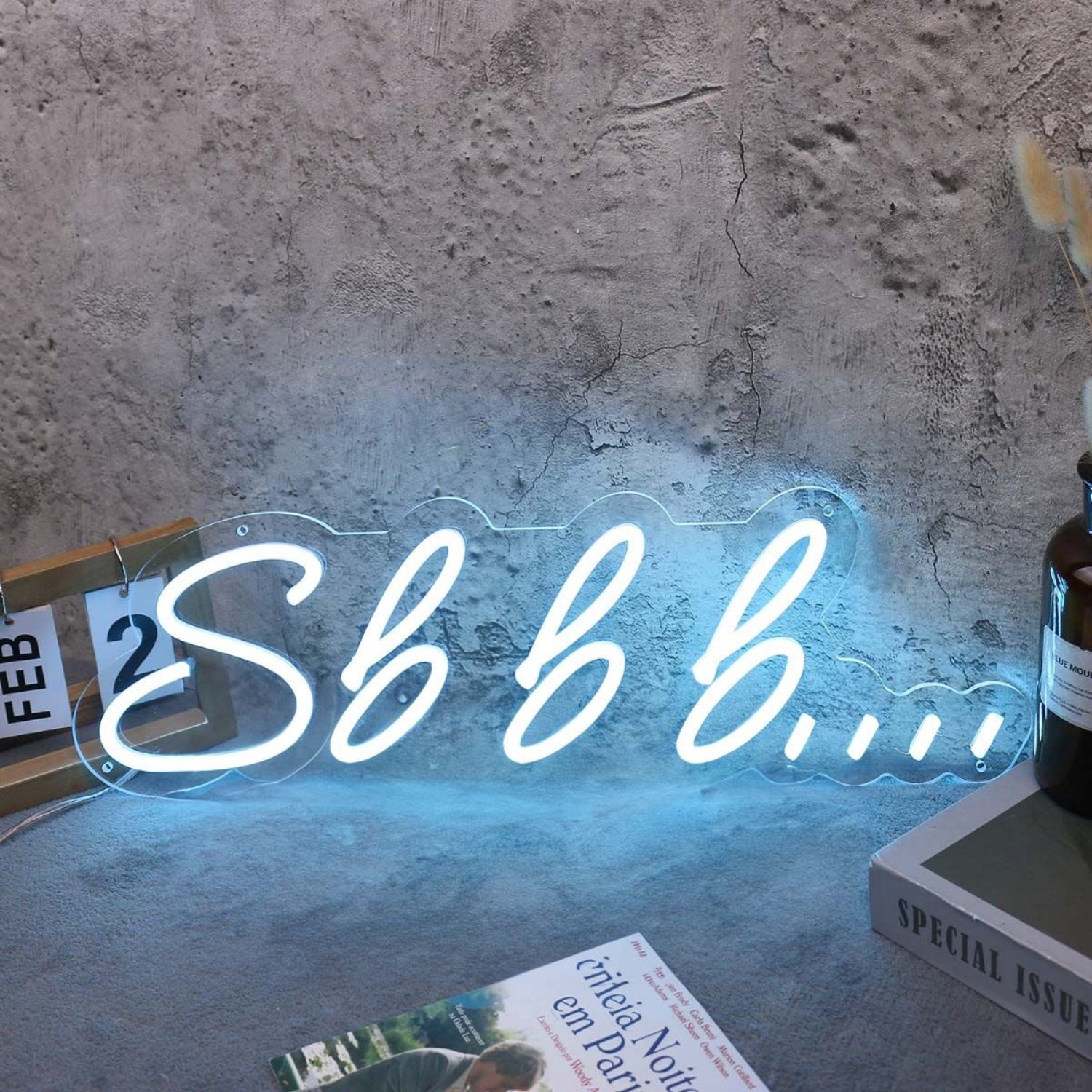 Shhh Blue Led Neon Sign Fquiet And Relaxation Spaces - Shineneon