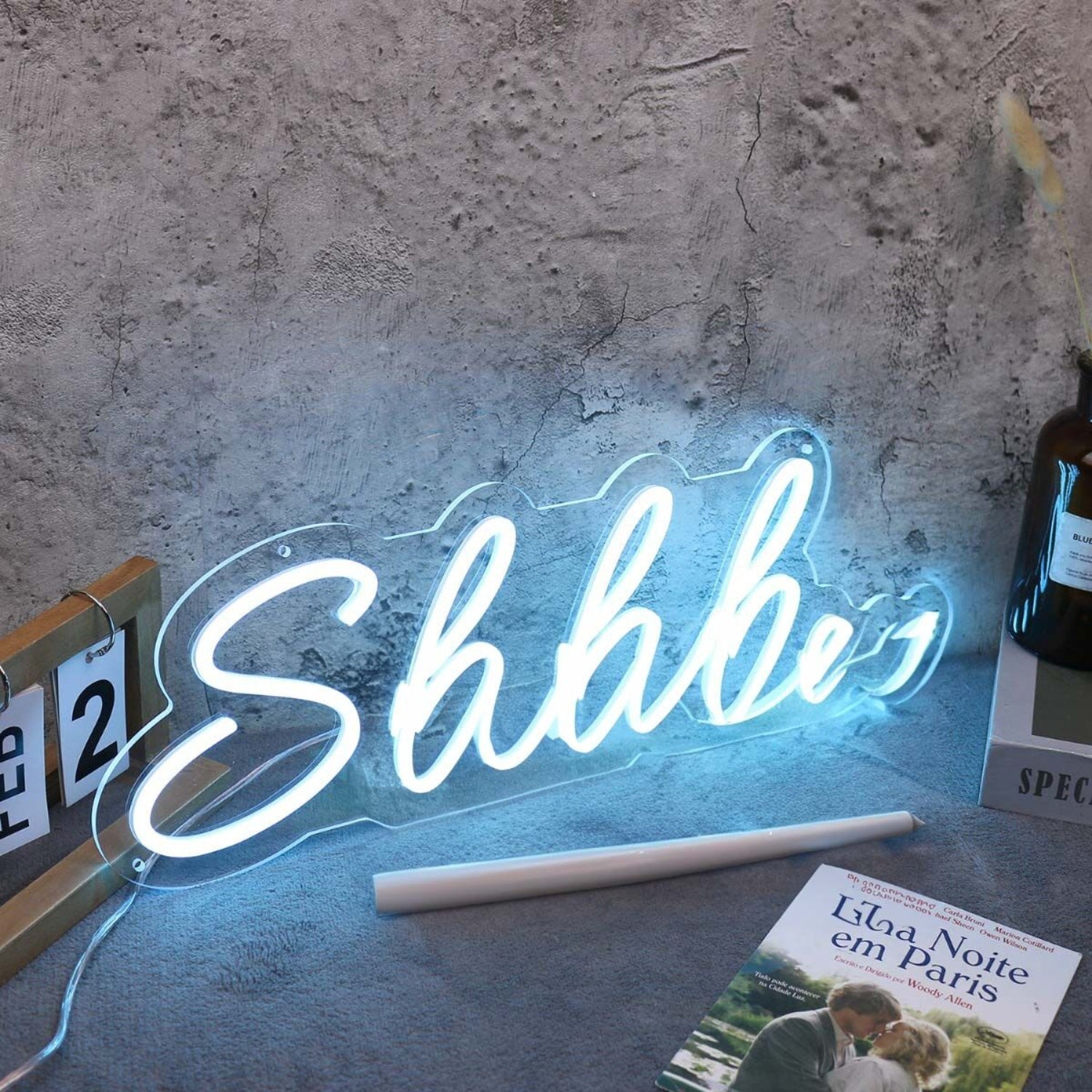 Shhh Blue Led Neon Sign Fquiet And Relaxation Spaces - Shineneon
