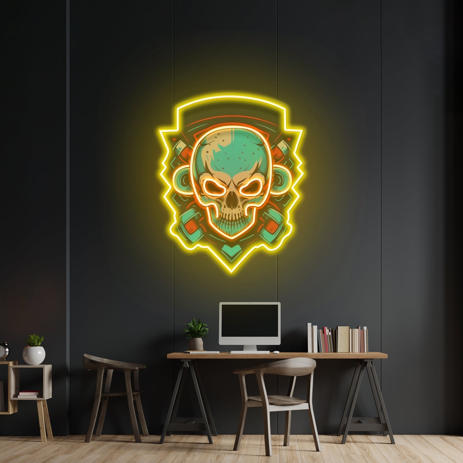 Shield Monkey Skull Led Neon Sign Light Custom Led Signs - Shineneon