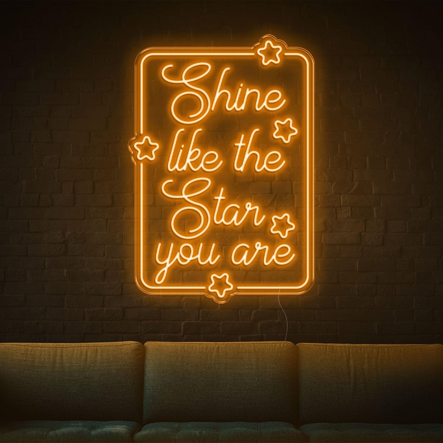 Shine Like The Star Warm Yellow Led Neon Sign With Stars For Home Wall Decor | Shineneon