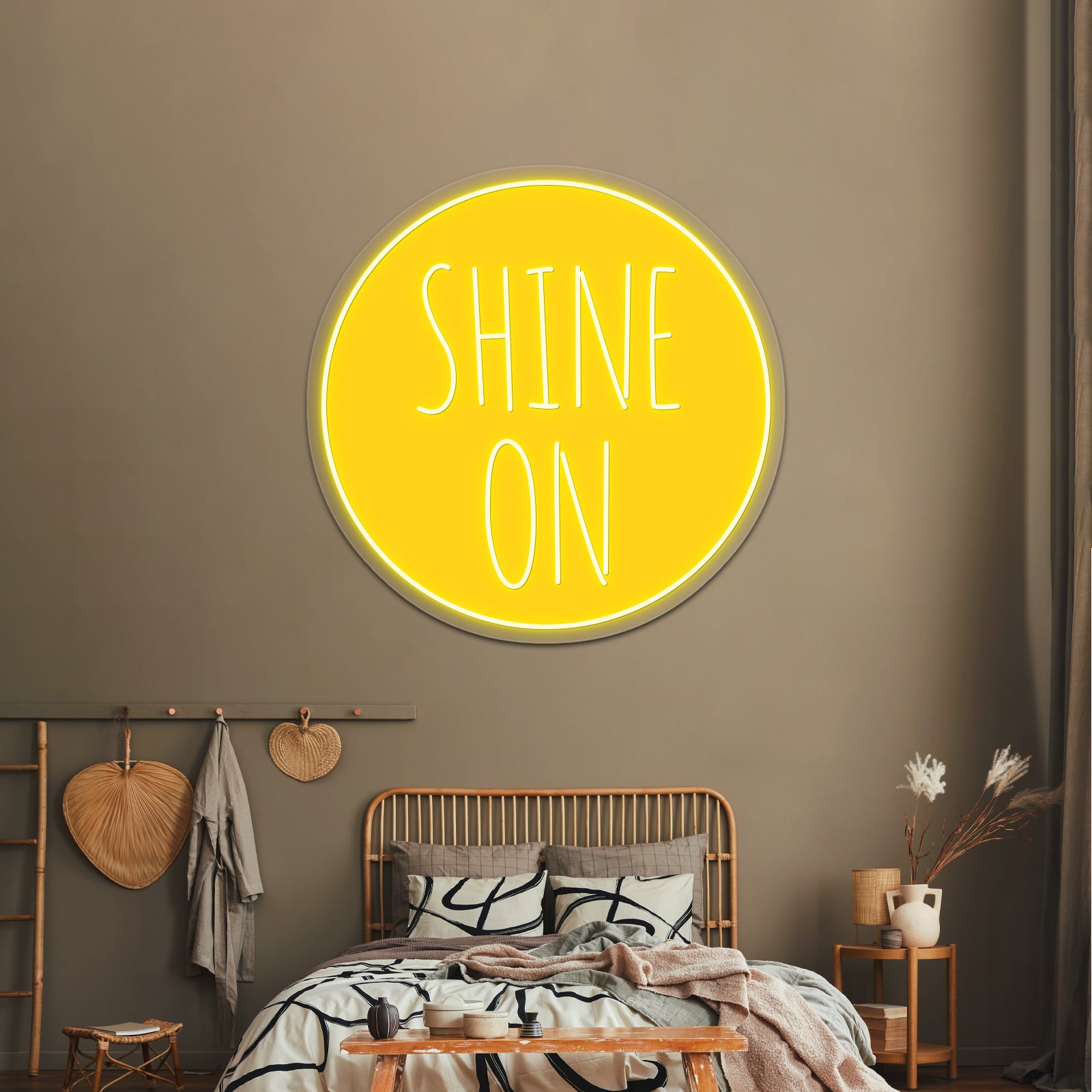 Shine On Word Art Text Design With Sun Wall Artwork Neon Signs | Shineneon