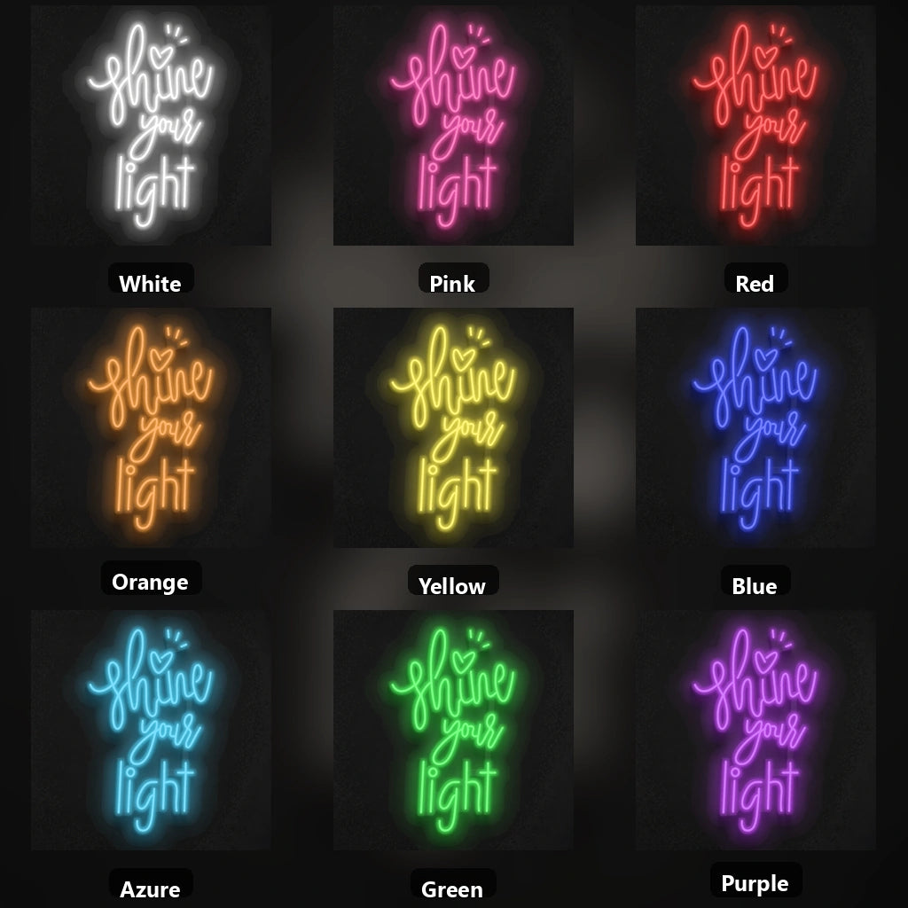 Shine Your Light LED Neon Sign Garage Man Cave Neon Sign color grid