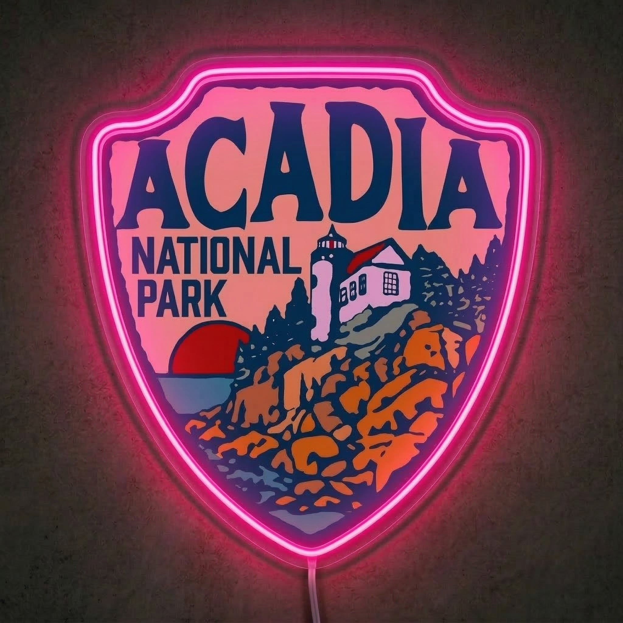 ShineNeon™ Acadia National Park Neon Sign Maine Lighthouse Coastal Decor USB Power Neon Sign - Shineneon