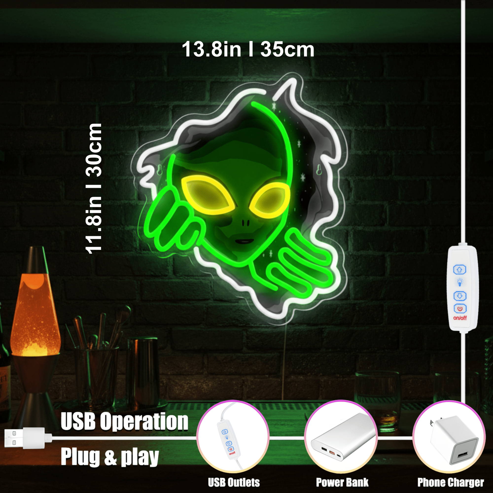 ShineNeon™ Alien LED Neon Sign - Galactic Green Neon Wall Decor for Man Cave & Gaming Room - Shineneon