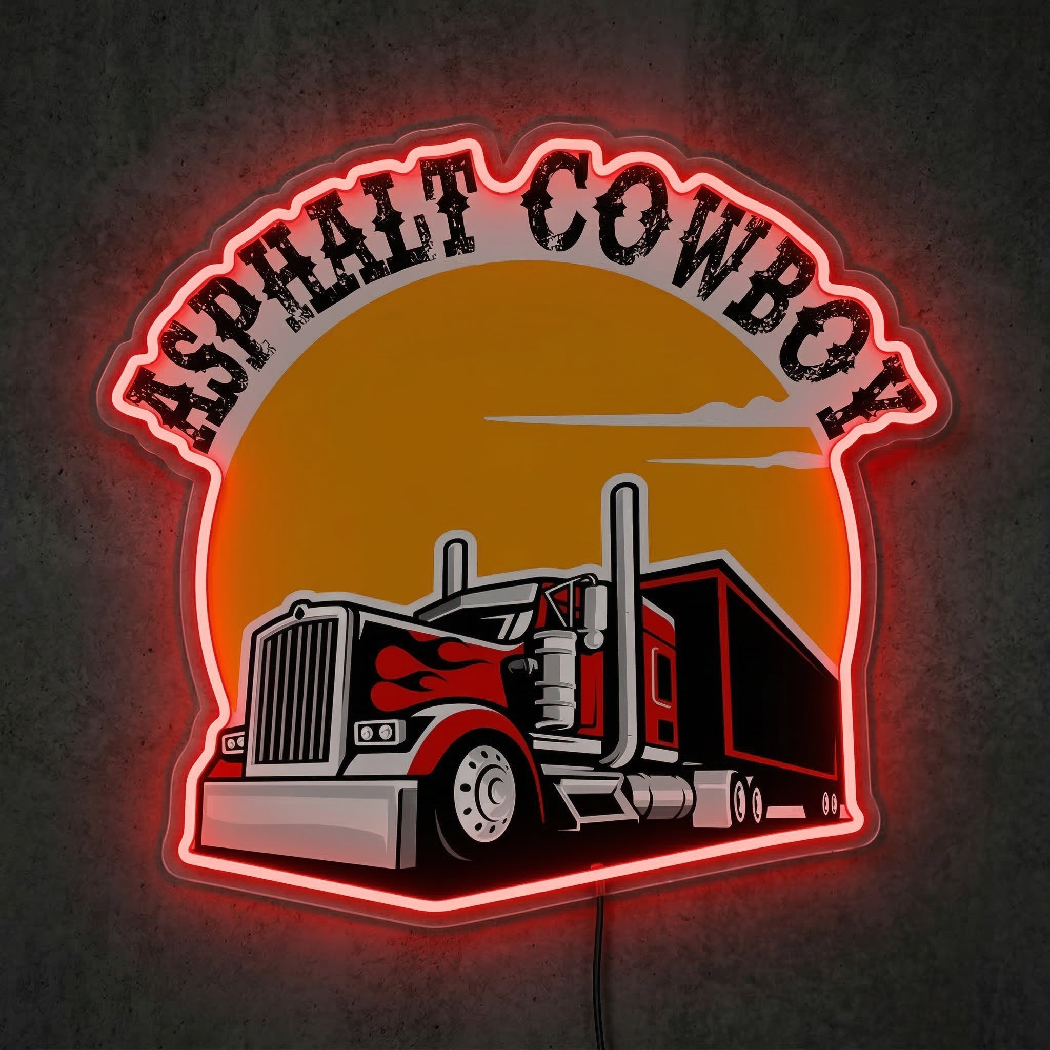 ShineNeon™ Asphalt Cowboy Semi Truck Neon Sign Big Rig Long Haul Decor USB Power Neon Sign - Shineneon