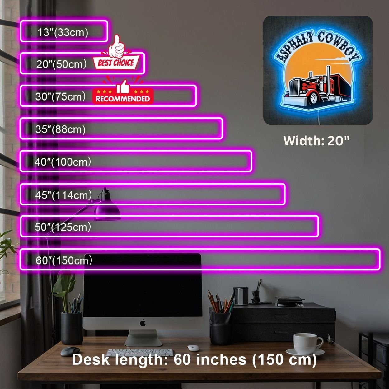 ShineNeon™ Asphalt Cowboy Semi Truck Neon Sign Big Rig Long Haul Decor USB Power Neon Sign - Shineneon