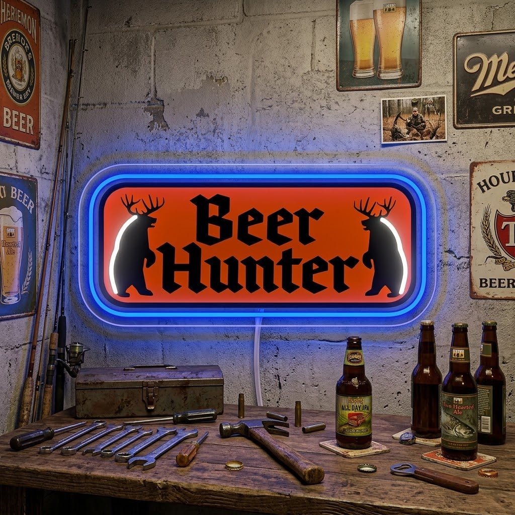 ShineNeon™ Beer Hunter Funny Badge Neon Sign USB Power - Shineneon