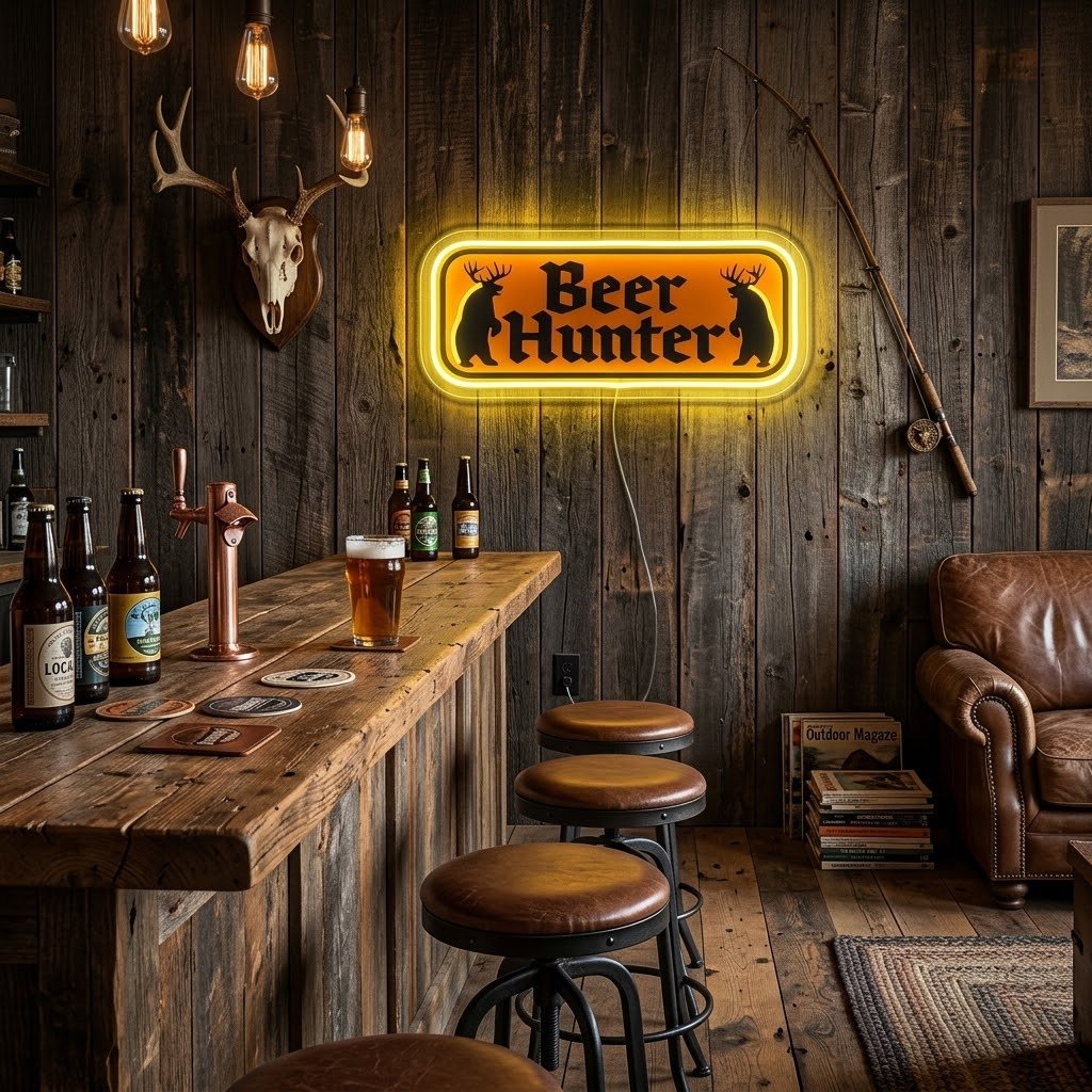 ShineNeon™ Beer Hunter Funny Badge Neon Sign USB Power - Shineneon