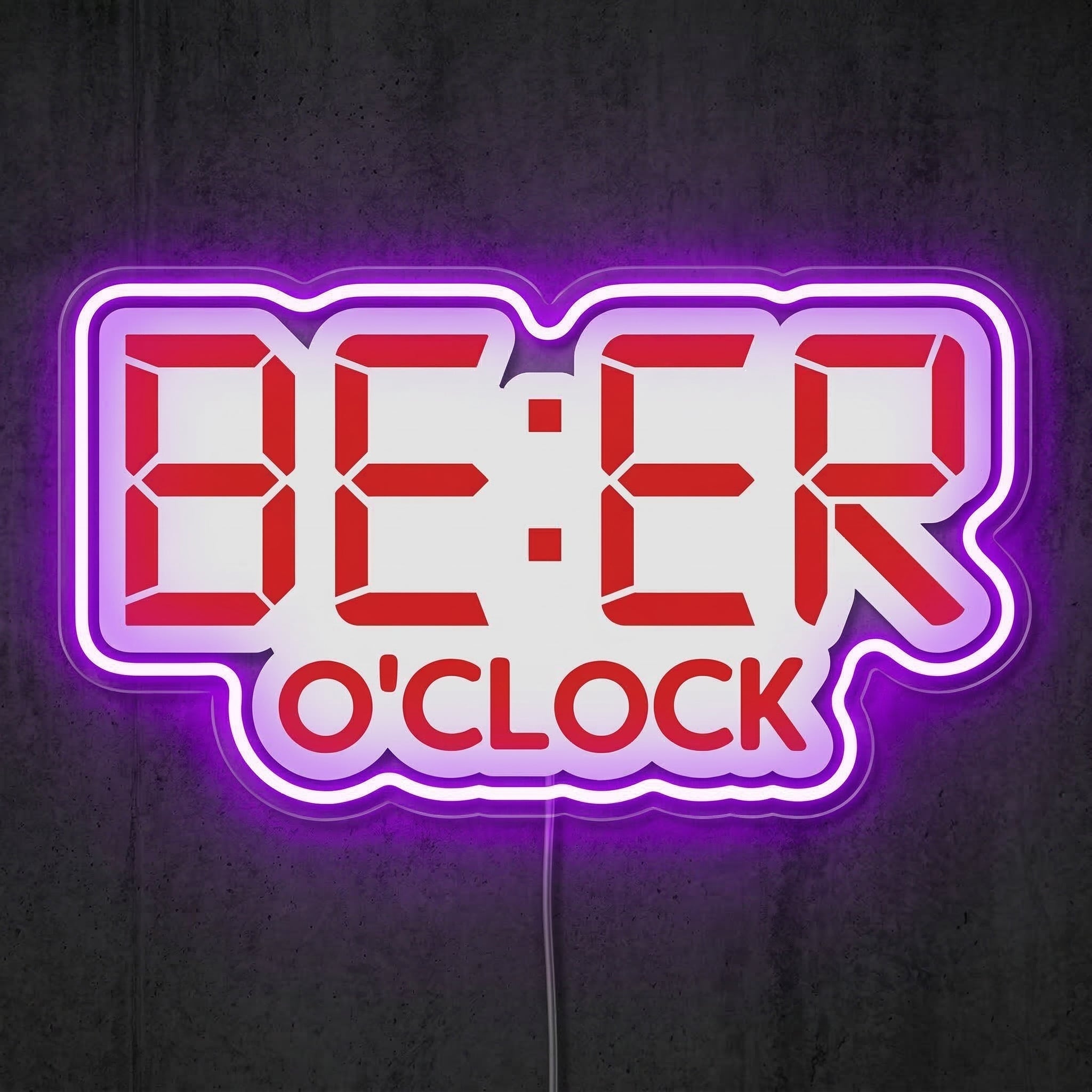 ShineNeon™ Beer O'Clock Digital Neon Sign Funny Home Bar Wall Decor USB Power Neon Sign - Shineneon