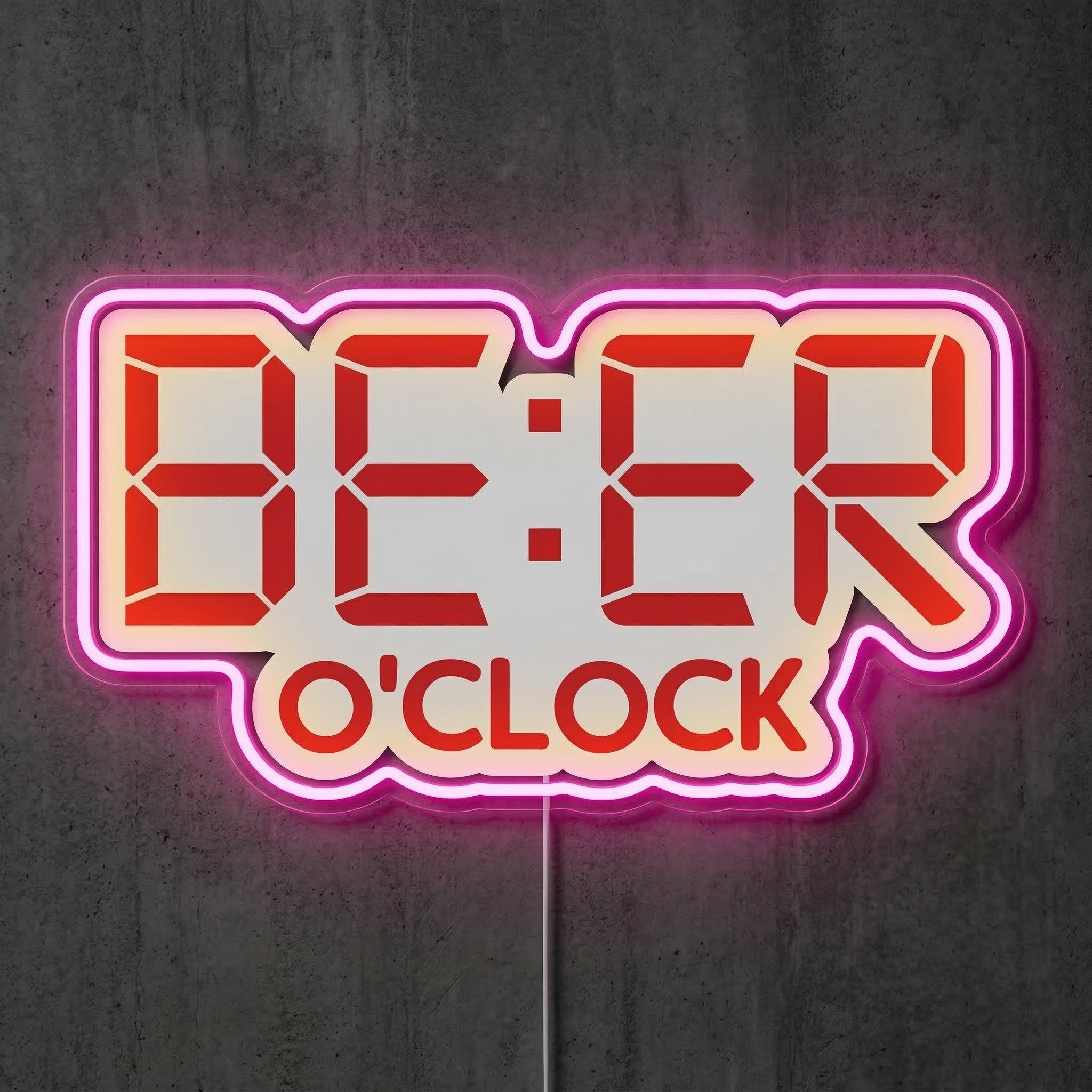 ShineNeon™ Beer O'Clock Digital Neon Sign Funny Home Bar Wall Decor USB Power Neon Sign - Shineneon