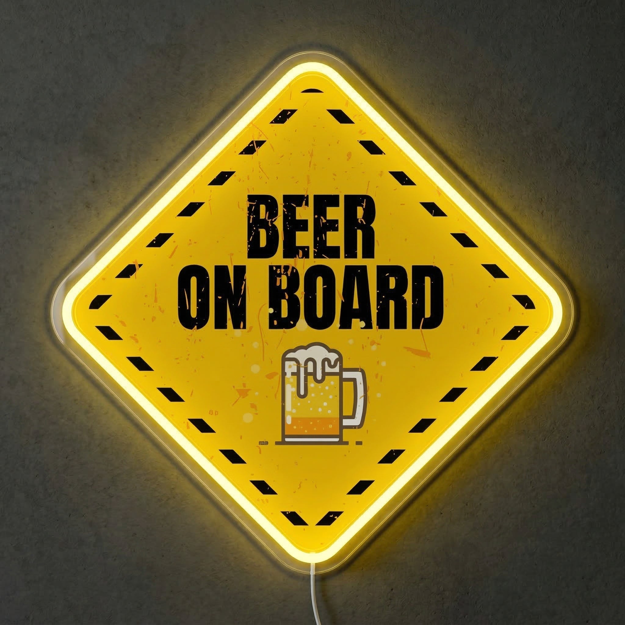 ShineNeon™ Beer On Board Caution Neon Sign Funny Garage Bar Wall Decor USB Power Neon Sign - Shineneon