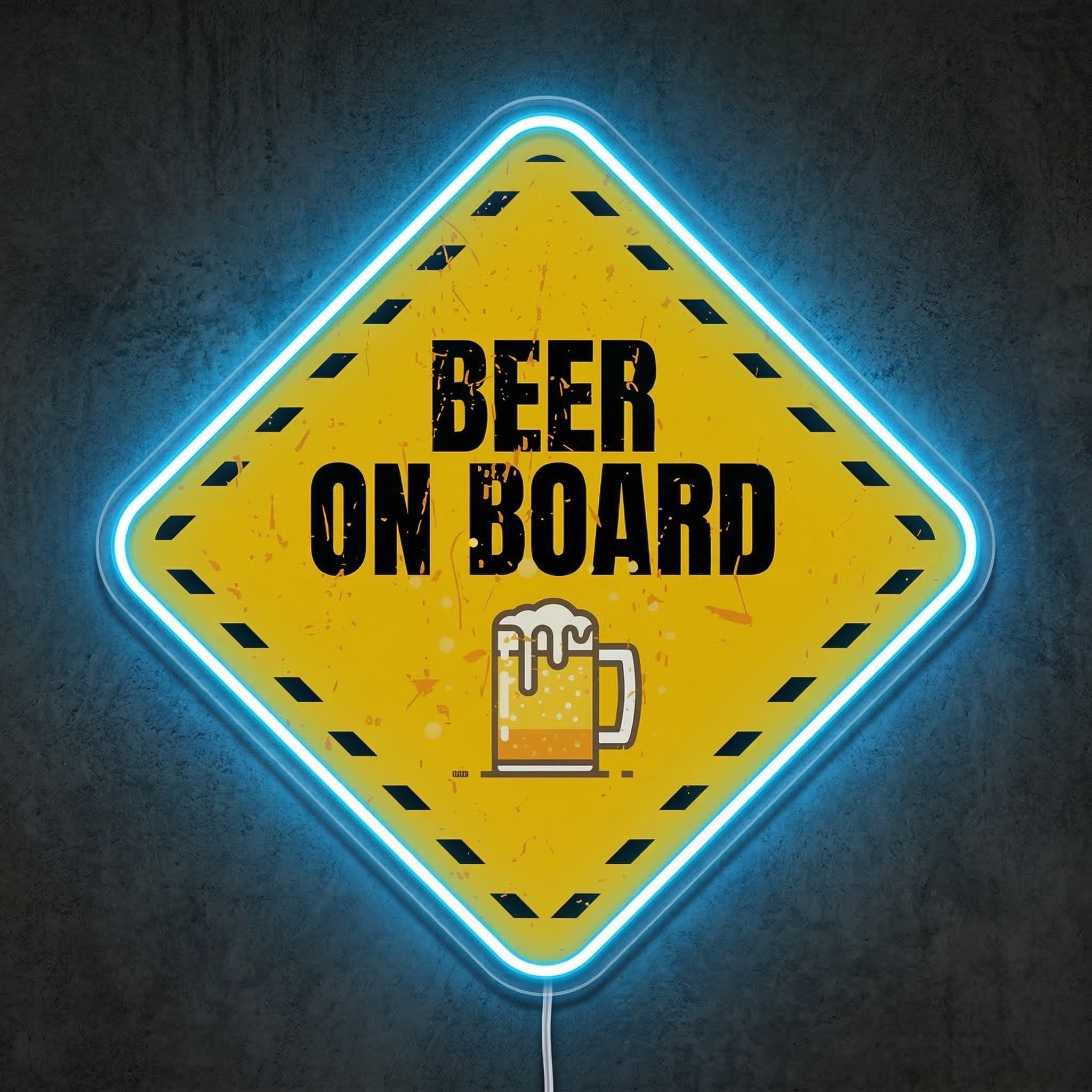 ShineNeon™ Beer On Board Caution Neon Sign Funny Garage Bar Wall Decor USB Power Neon Sign - Shineneon