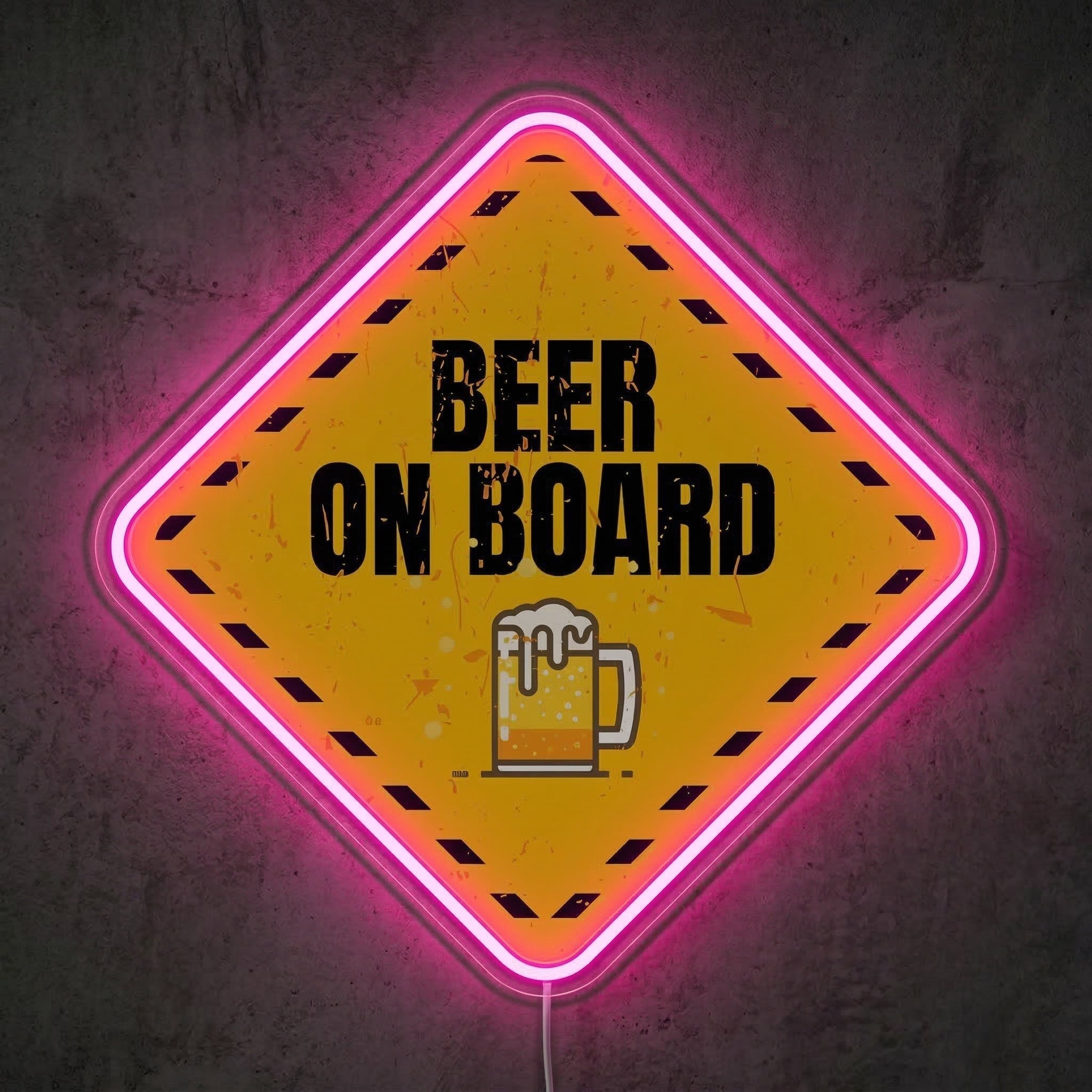 ShineNeon™ Beer On Board Caution Neon Sign Funny Garage Bar Wall Decor USB Power Neon Sign - Shineneon