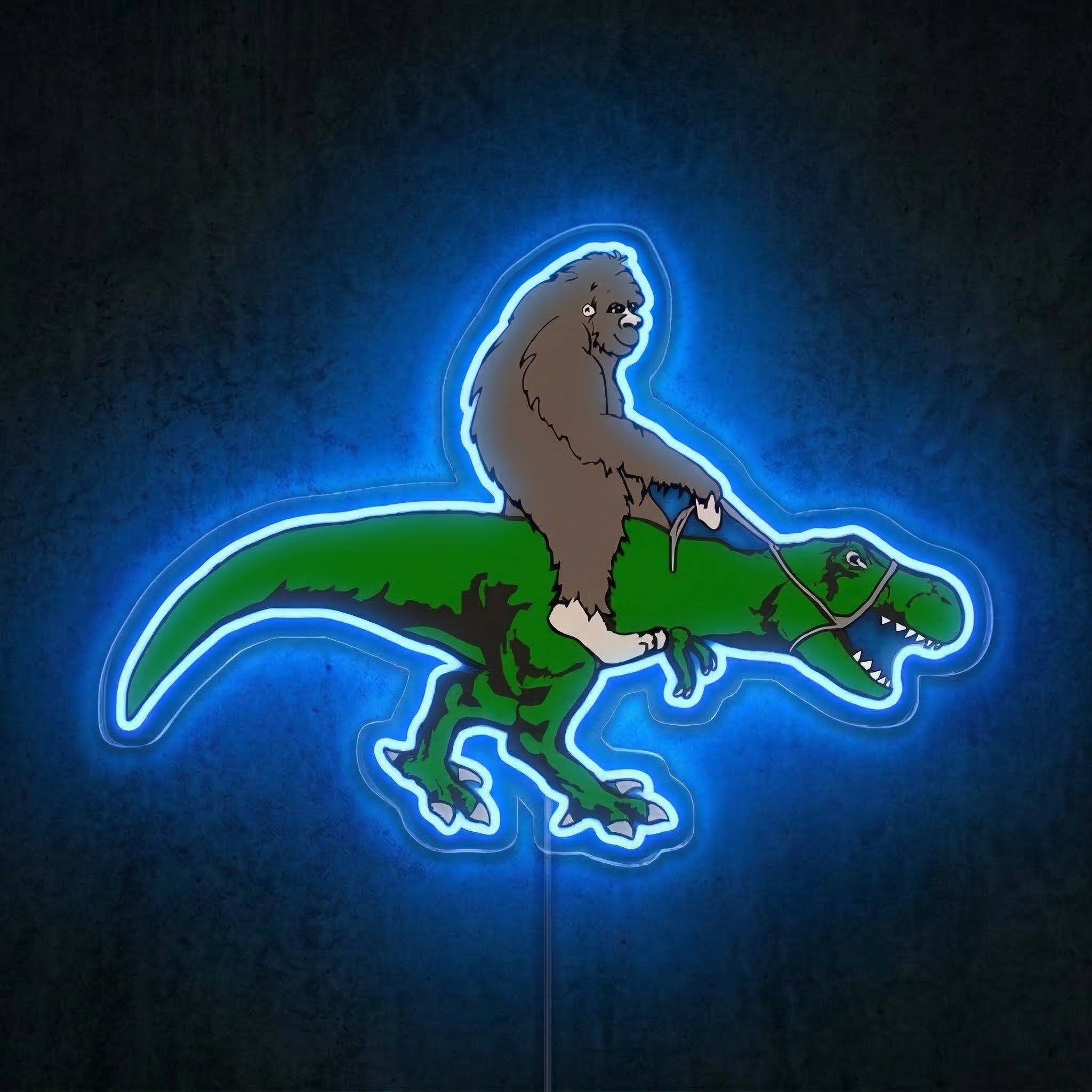 ShineNeon™ Bigfoot Riding T - Rex Neon Sign Funny Sasquatch Dinosaur Wall Art USB Power - Shineneon