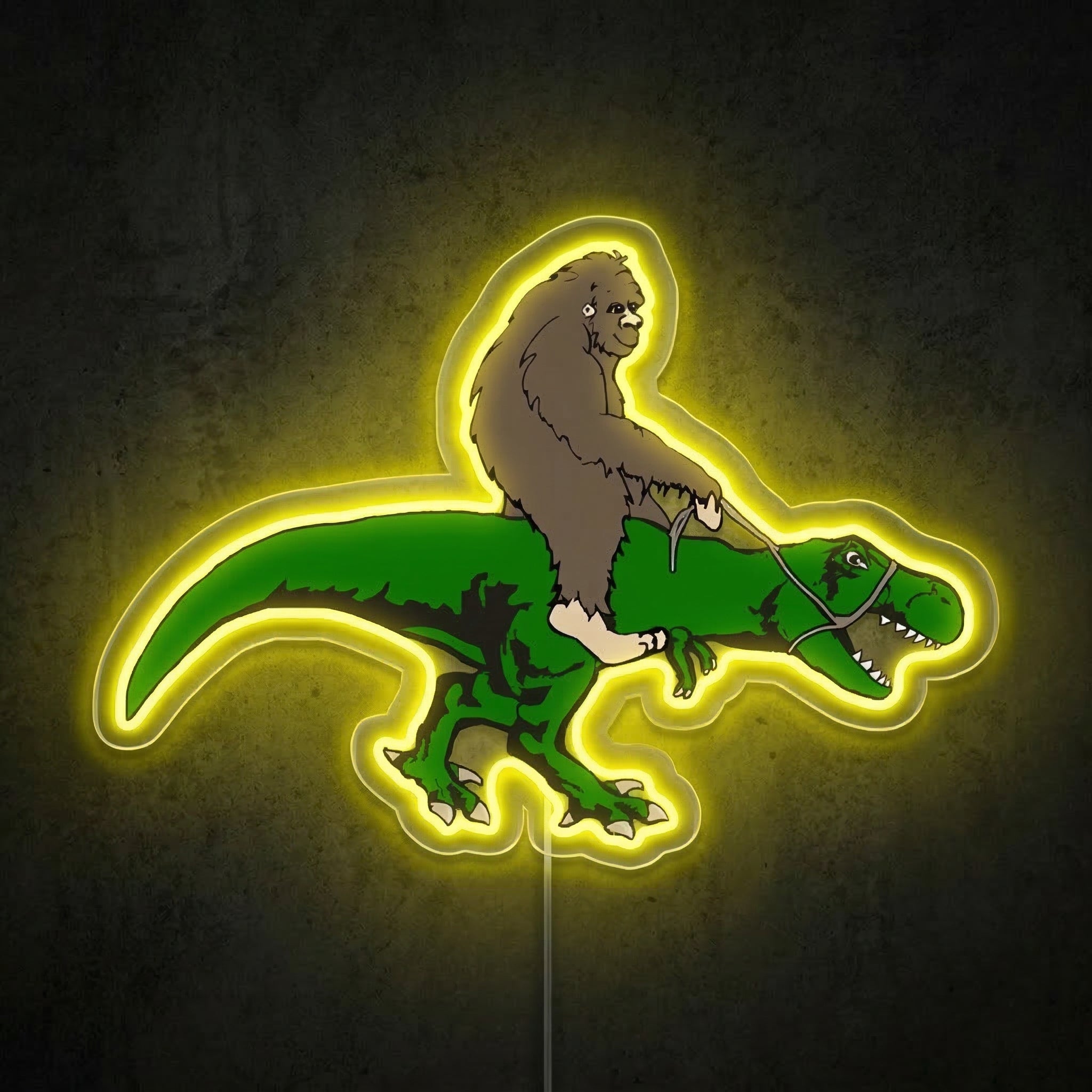 ShineNeon™ Bigfoot Riding T - Rex Neon Sign Funny Sasquatch Dinosaur Wall Art USB Power - Shineneon