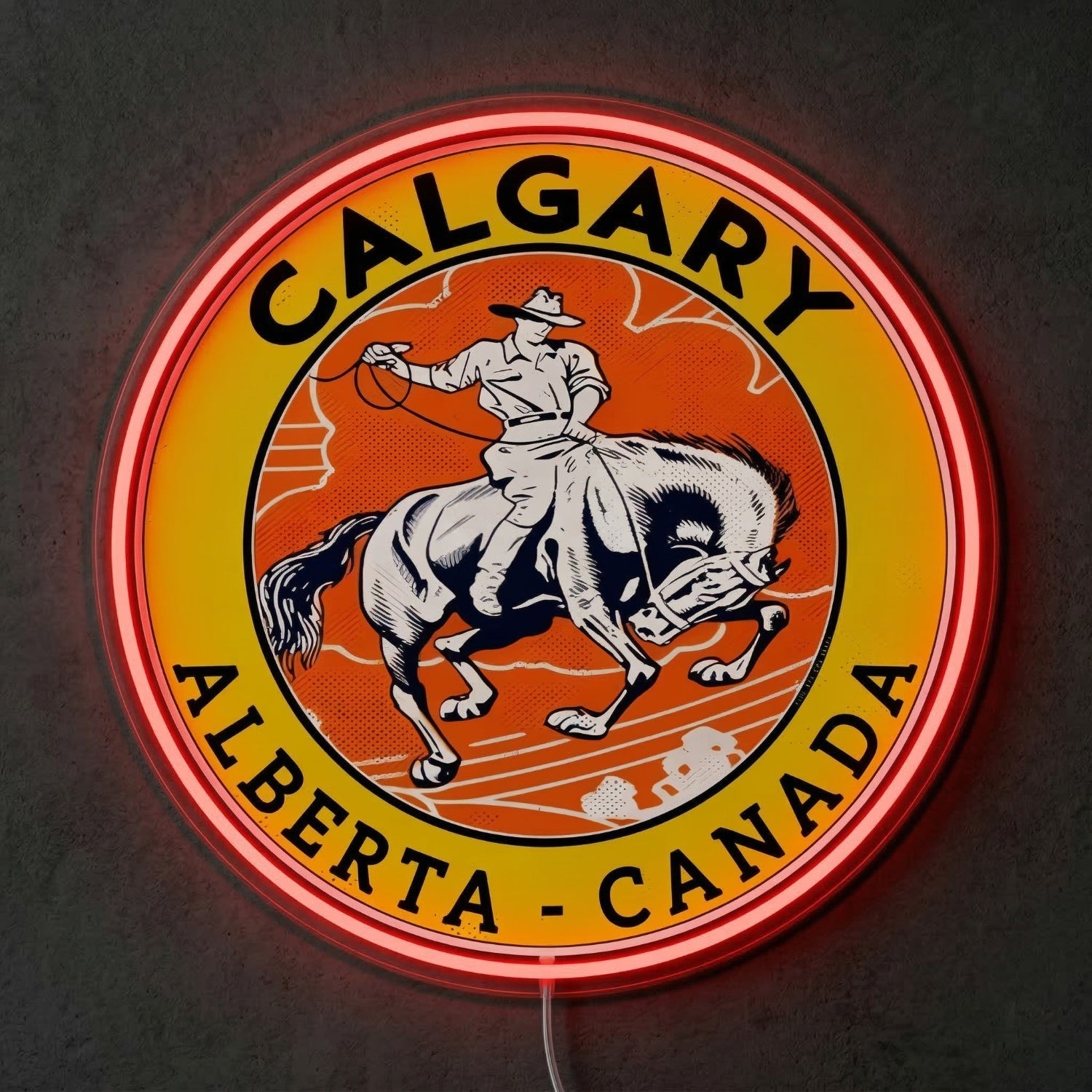 ShineNeon™ Calgary Alberta LED Neon Sign Cowboy Rodeo Western Wall Decor USB Power - Shineneon
