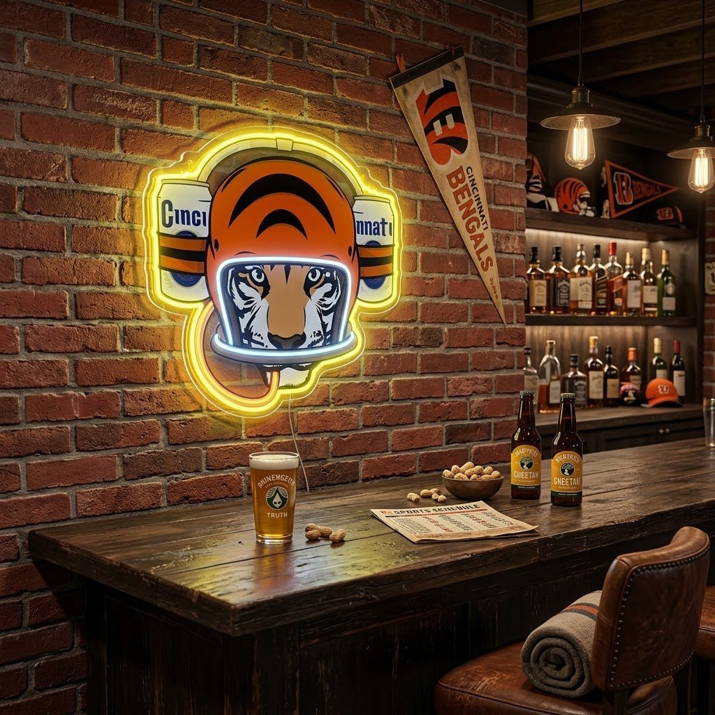 ShineNeon™ Cincinnati Tiger Football Beer Hat Neon Sign USB Power - Shineneon