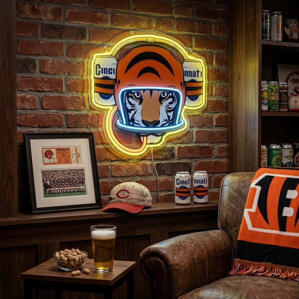 ShineNeon™ Cincinnati Tiger Football Beer Hat Neon Sign USB Power - Shineneon