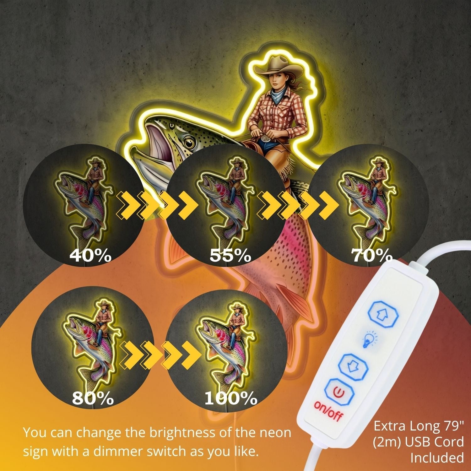 ShineNeon™ Color Splash Trout neon sign USB Power - Shineneon