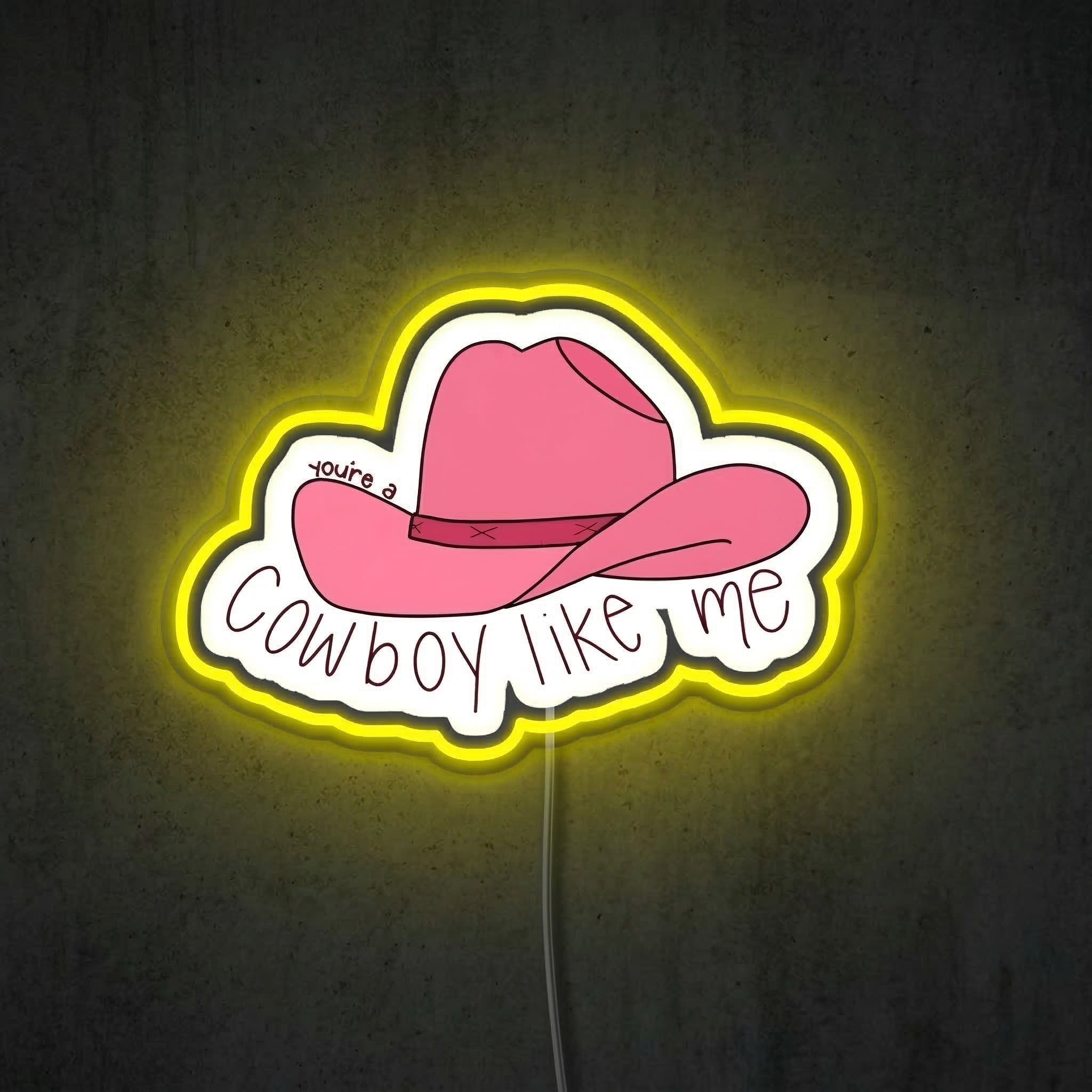 ShineNeon™ Cowboy Like Me Pink Hat Neon Sign Western Lyric Wall Decor USB Powered Sign - Shineneon