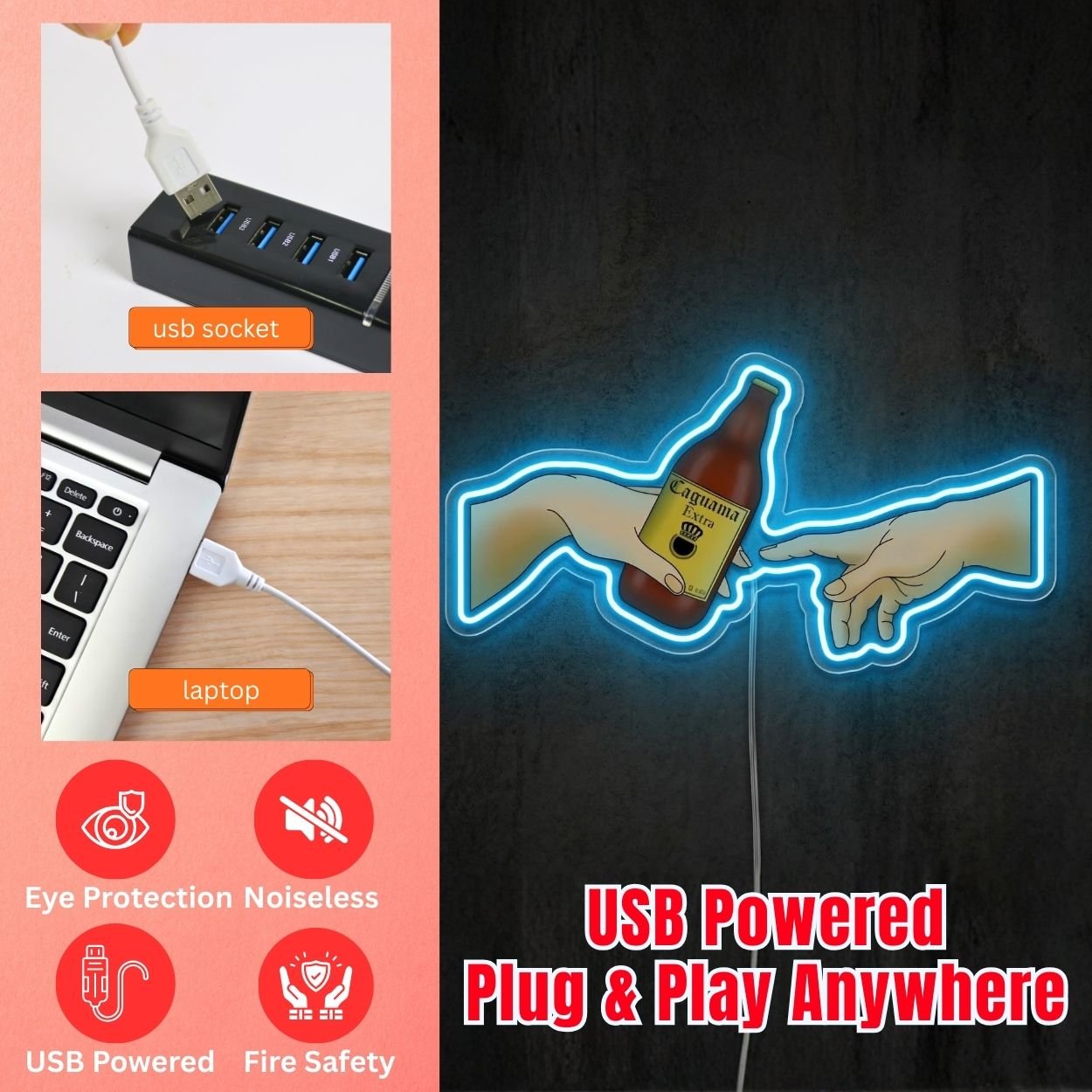 ShineNeon™ Creation of Beer Neon Sign Caguama Extra Art Decor for Home Bar USB Neon Sign - Shineneon