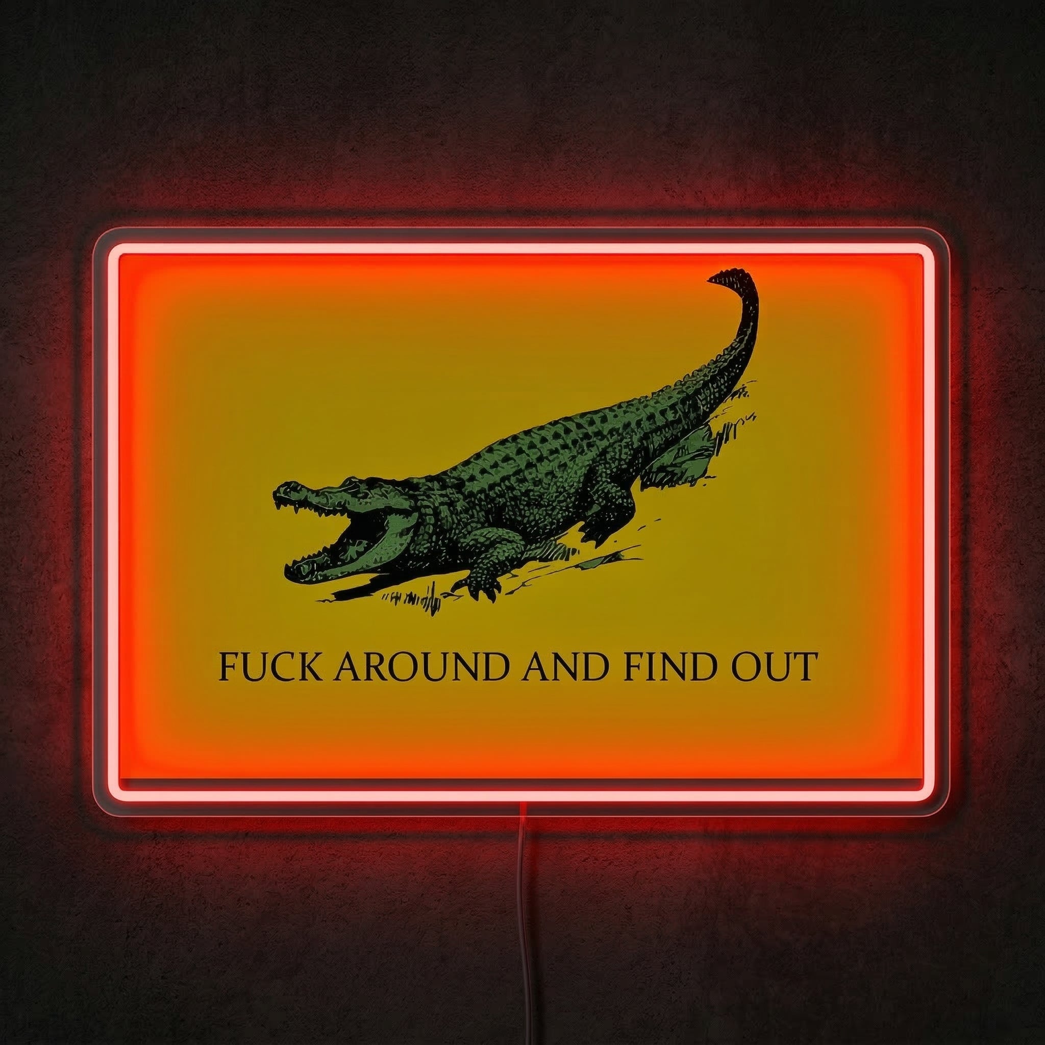 ShineNeon™ FAFO Alligator Neon Sign Florida Gator Gadsden Flag Wall Decor USB Powered - Shineneon