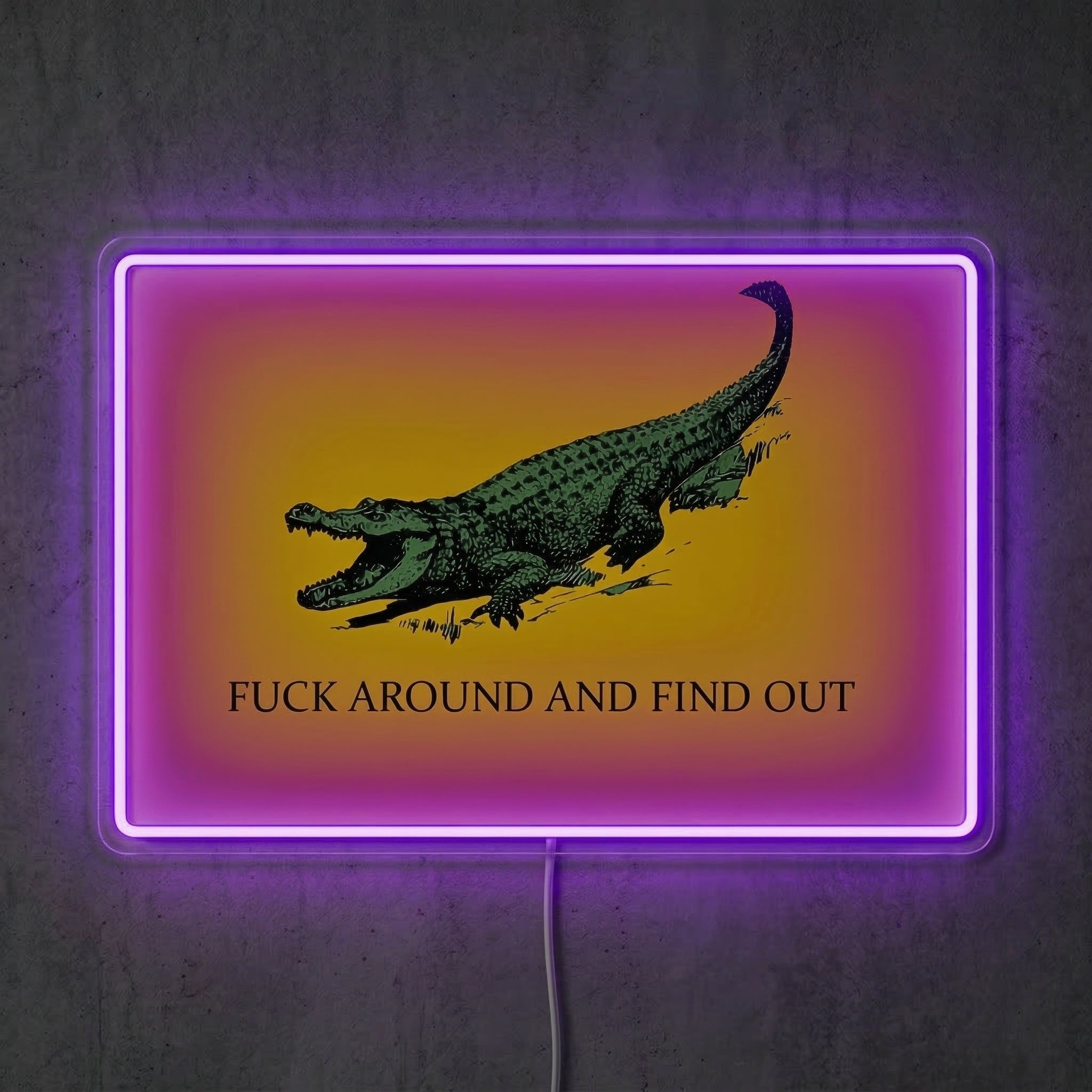 ShineNeon™ FAFO Alligator Neon Sign Florida Gator Gadsden Flag Wall Decor USB Powered - Shineneon