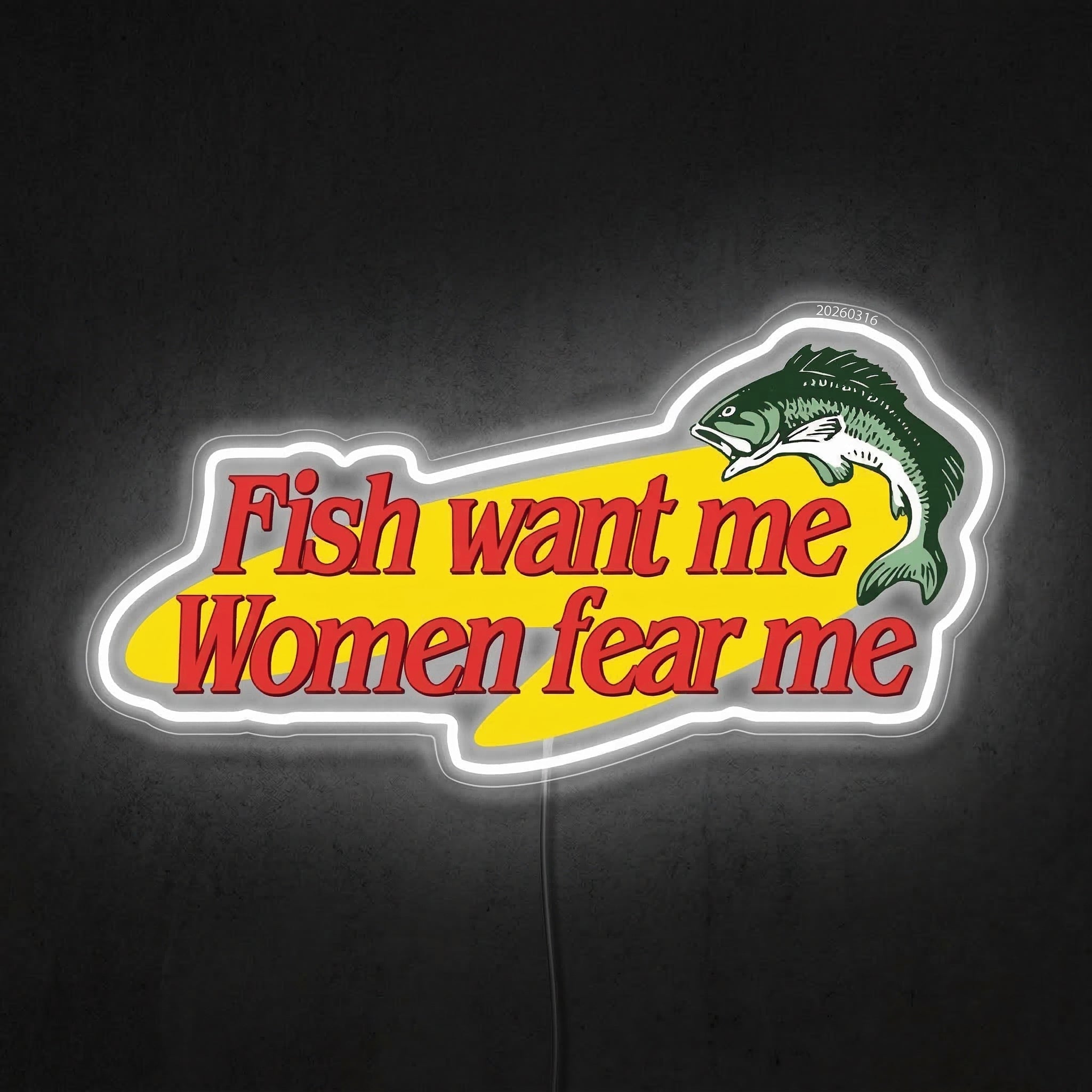 ShineNeon™ Fish Want Me Women Fear Me LED Neon Sign Funny Bass Fishing Decor USB Power - Shineneon