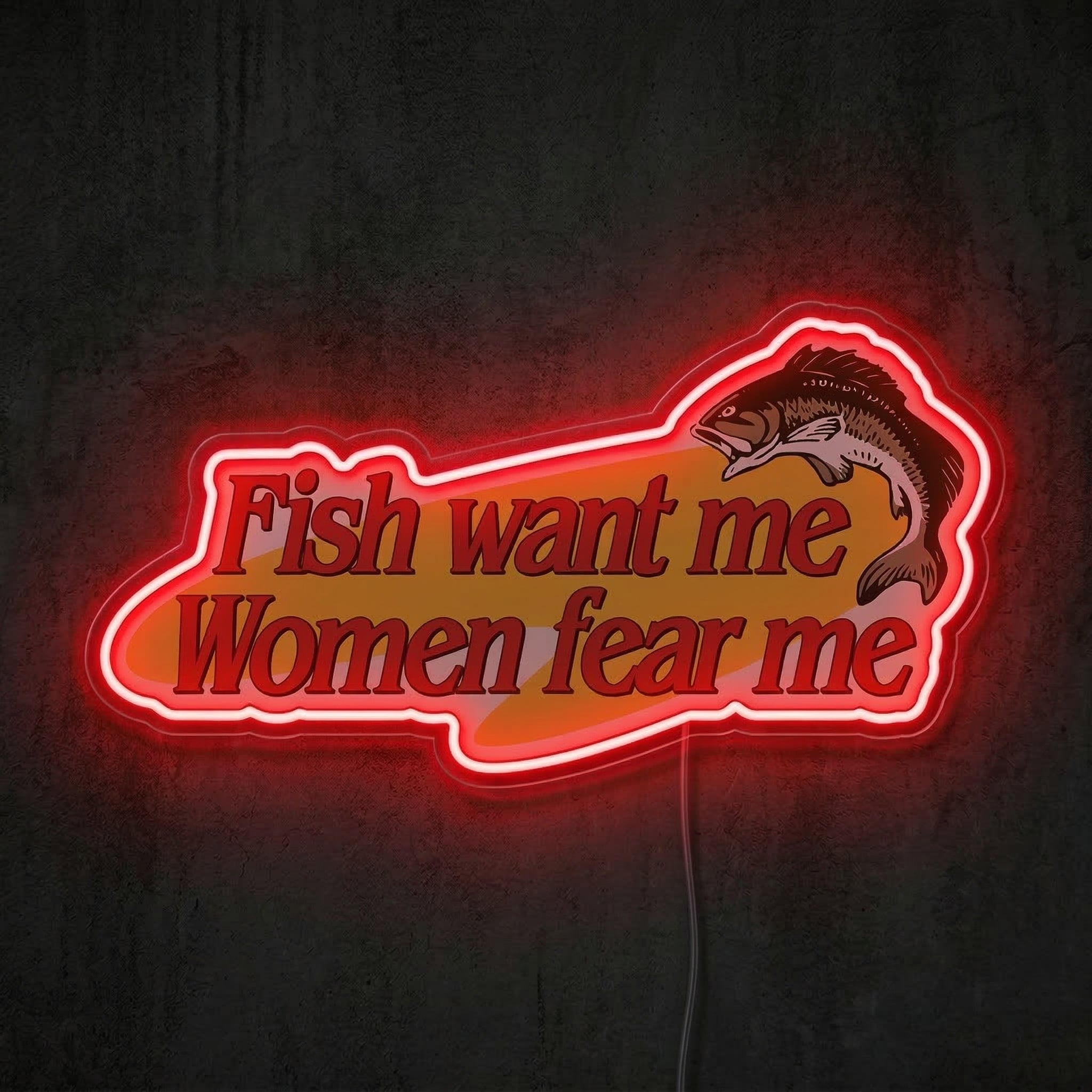 ShineNeon™ Fish Want Me Women Fear Me LED Neon Sign Funny Bass Fishing Decor USB Power - Shineneon