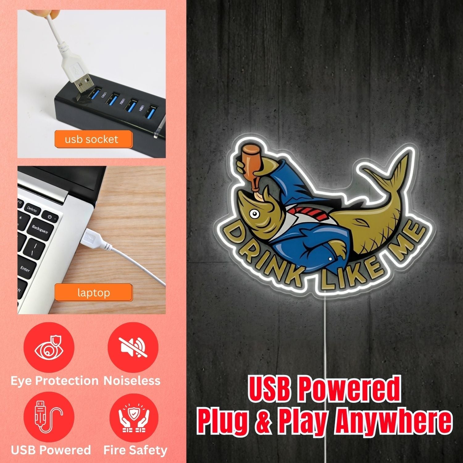 ShineNeon™ Fishing Lake Cartoon neon sign USB Power - Shineneon