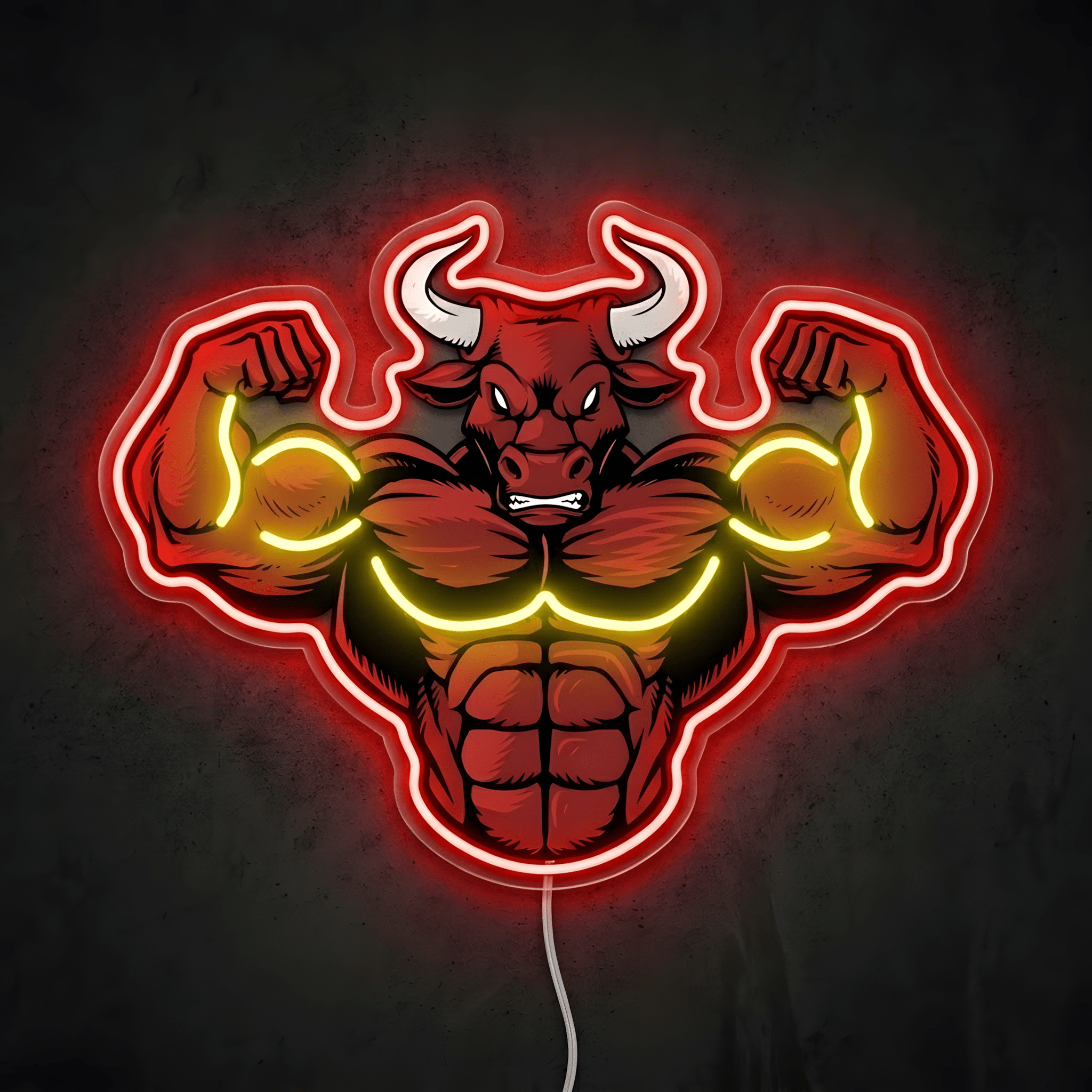 ShineNeon™ Flexing Muscle Bull Fitness Neon Sign For Home Gym USB Power - Shineneon