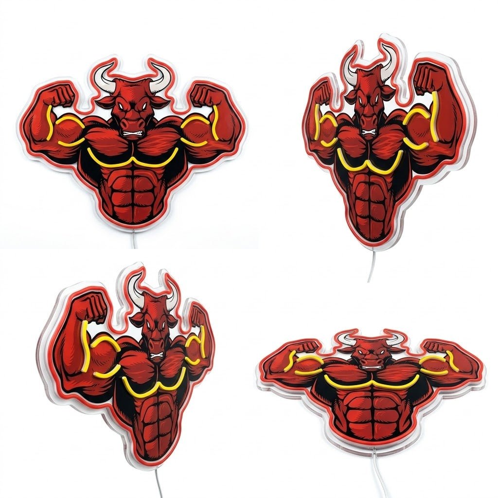 ShineNeon™ Flexing Muscle Bull Fitness Neon Sign For Home Gym USB Power - Shineneon