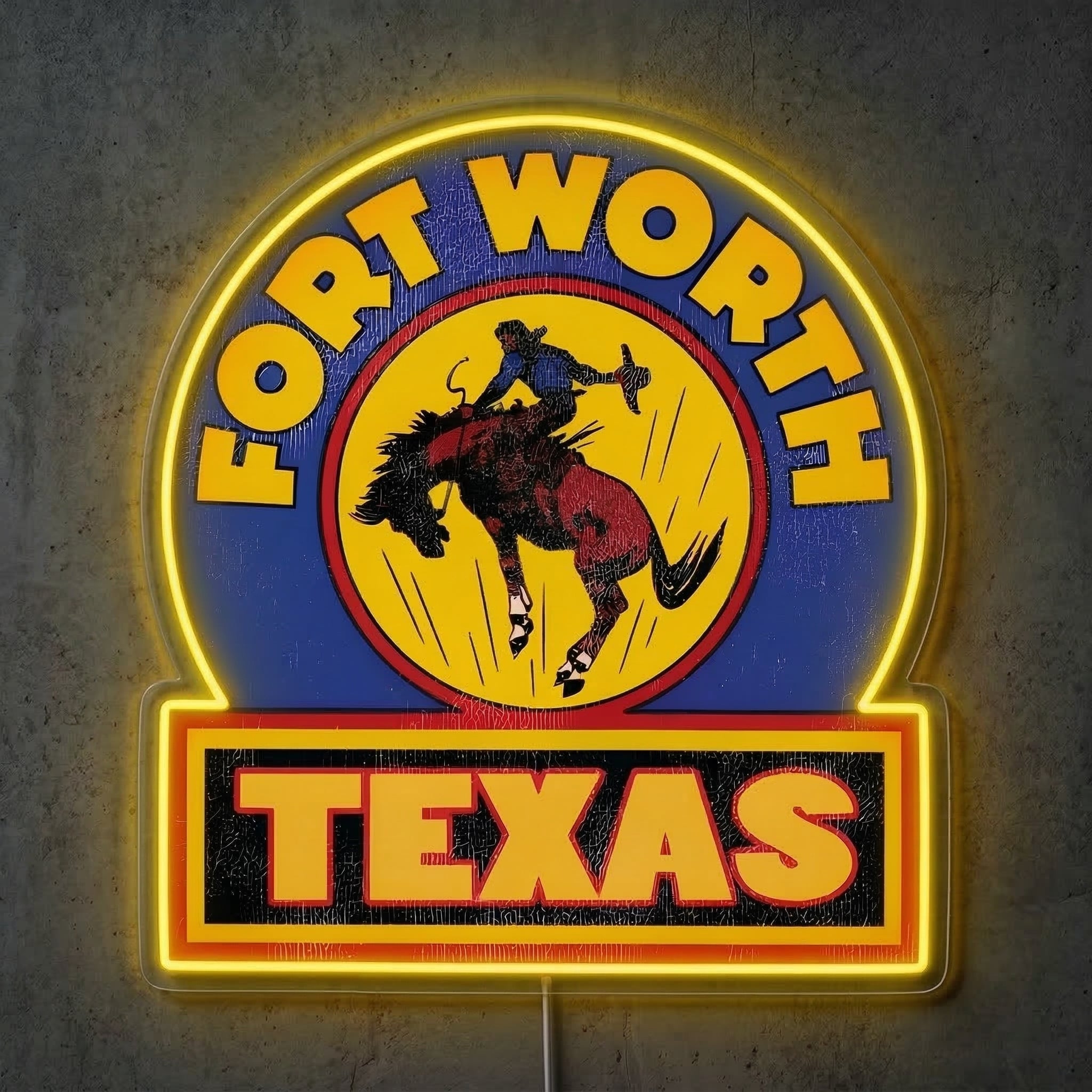 ShineNeon™ Fort Worth Texas Rodeo Neon Sign Vintage Bucking Bronco Decor USB Power Neon Sign - Shineneon