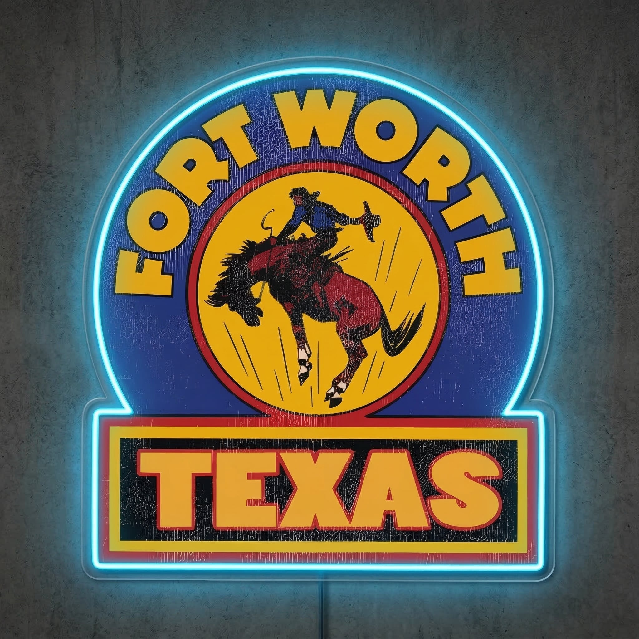 ShineNeon™ Fort Worth Texas Rodeo Neon Sign Vintage Bucking Bronco Decor USB Power Neon Sign - Shineneon