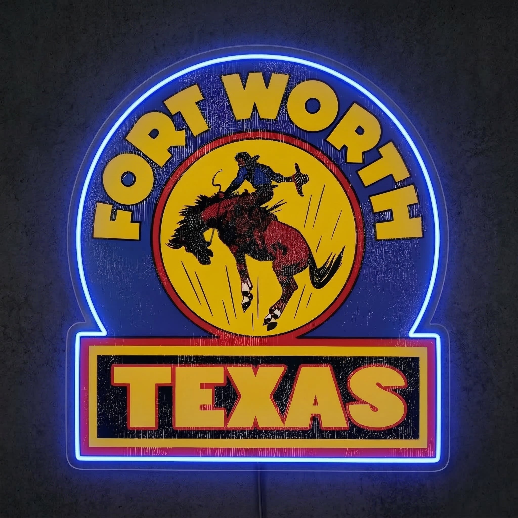 ShineNeon™ Fort Worth Texas Rodeo Neon Sign Vintage Bucking Bronco Decor USB Power Neon Sign - Shineneon