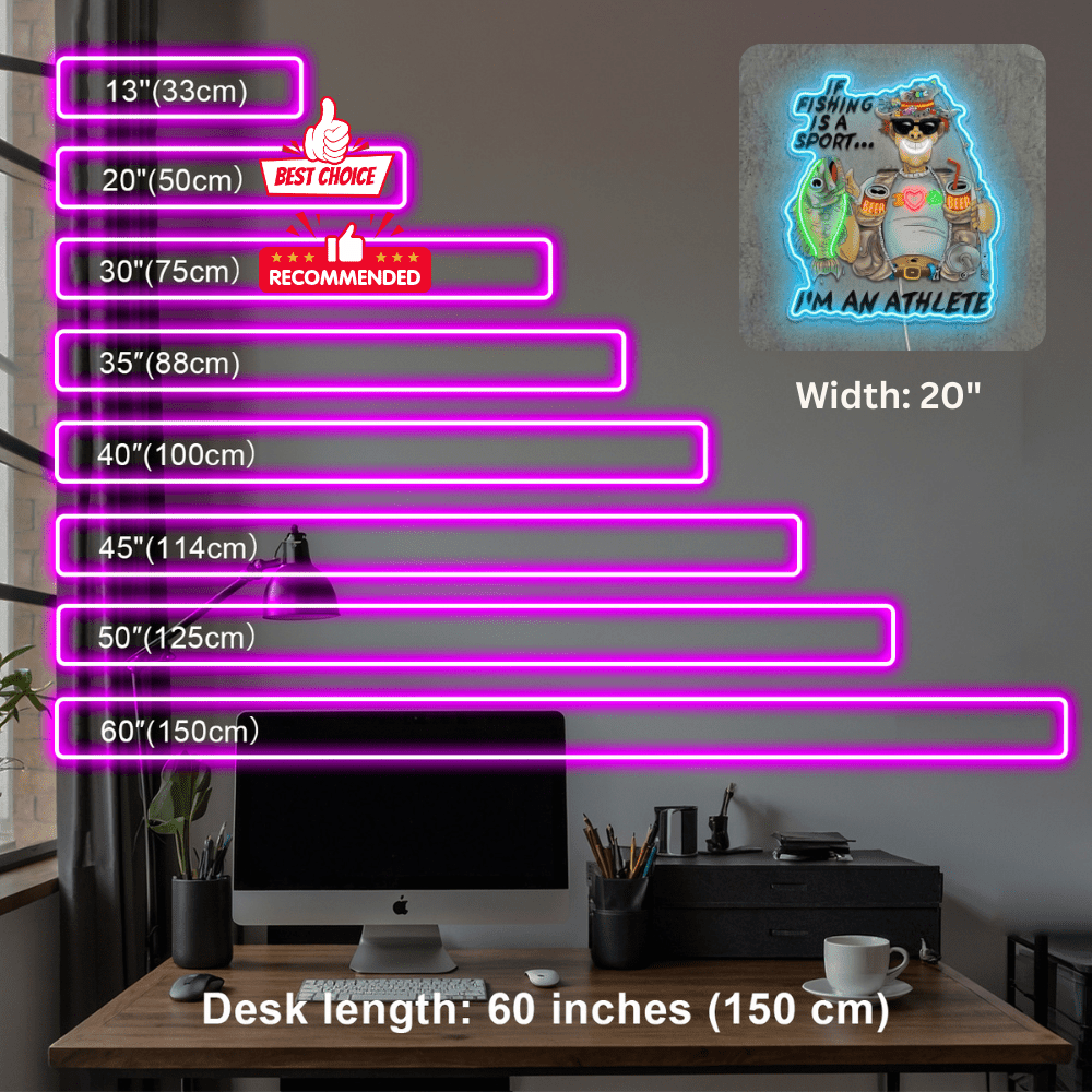 ShineNeon™ Funny Fishing Athlete Neon Sign Beer & Bass LED Wall Decor USB Powered - Shineneon