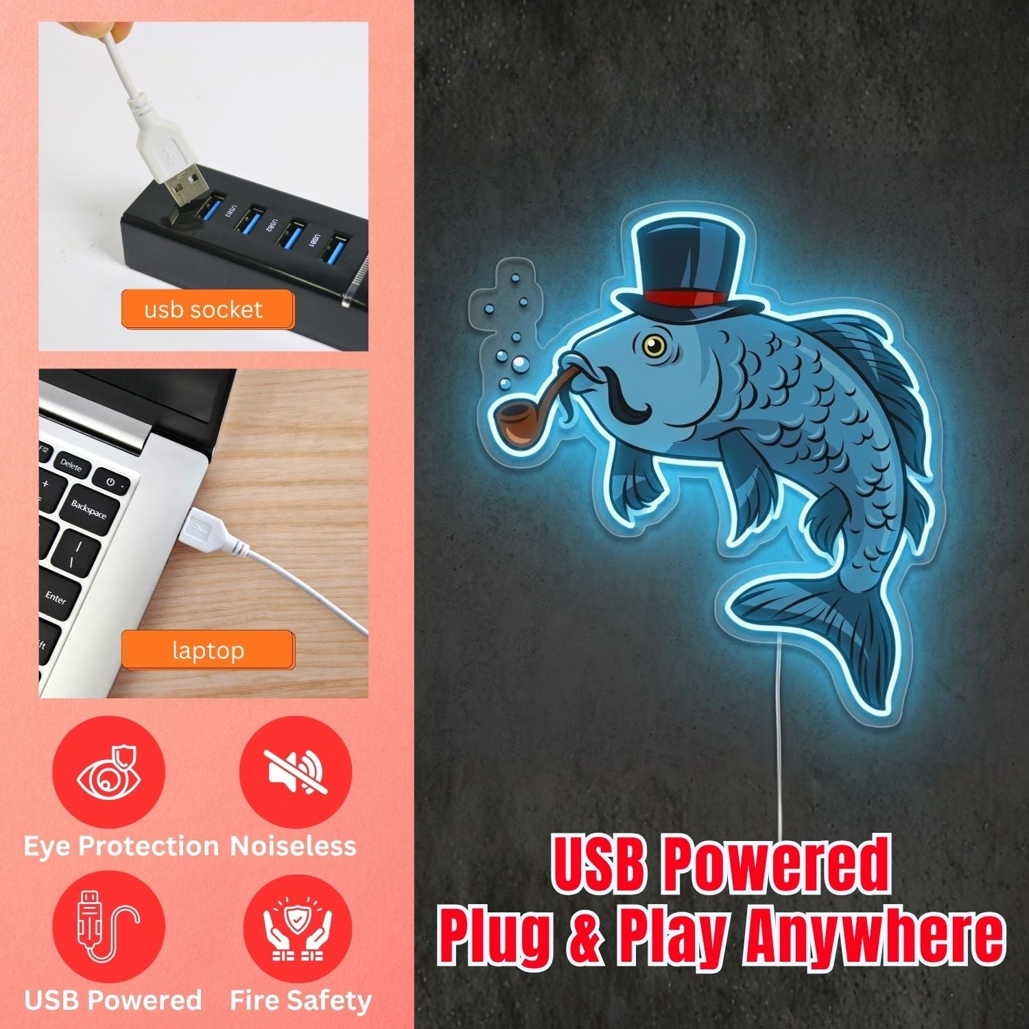 ShineNeon™ Gentleman Dolphin neon sign USB Power - Shineneon