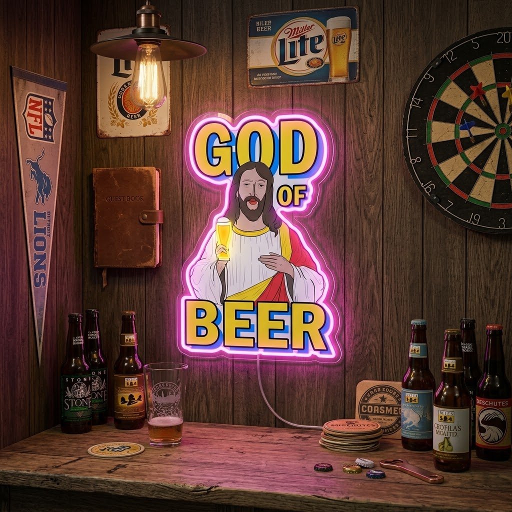 ShineNeon™ God Says Beer Funny Quote Neon Sign USB Power - Shineneon